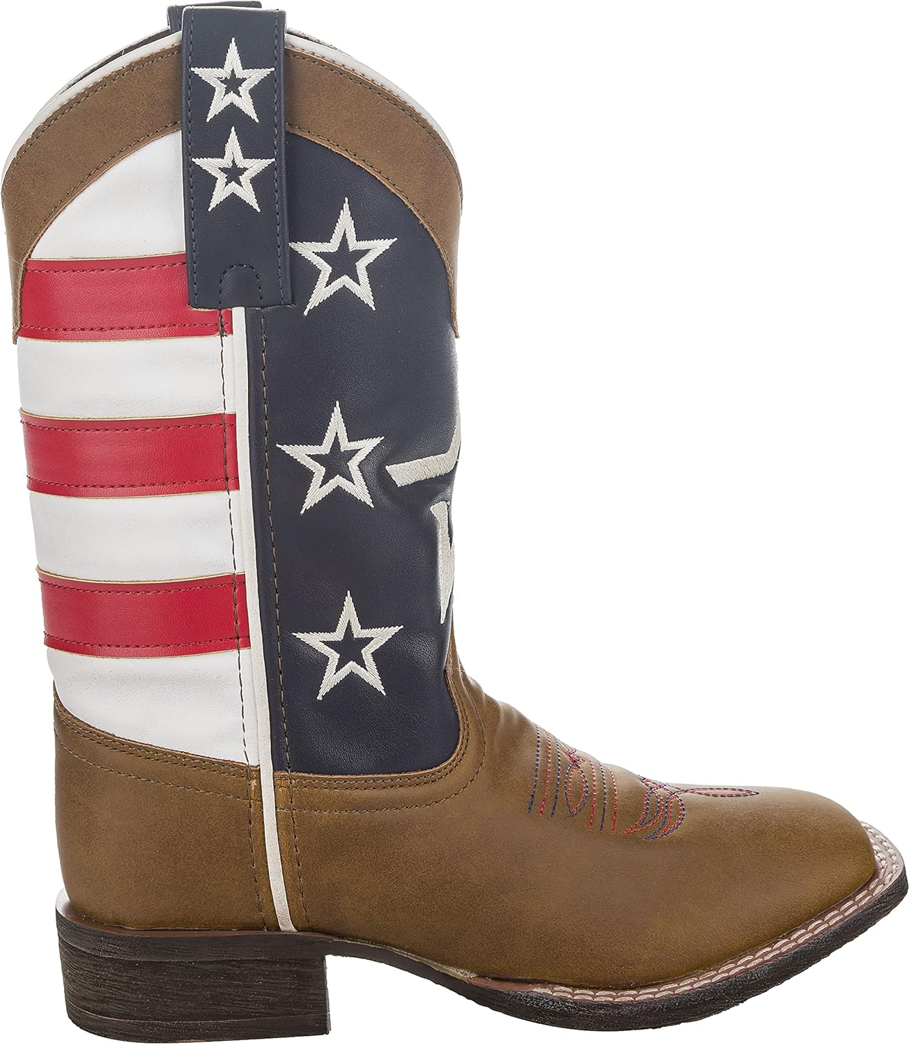 TuffRider Children's American Flag Cowboy Western Boot- 12- Brown