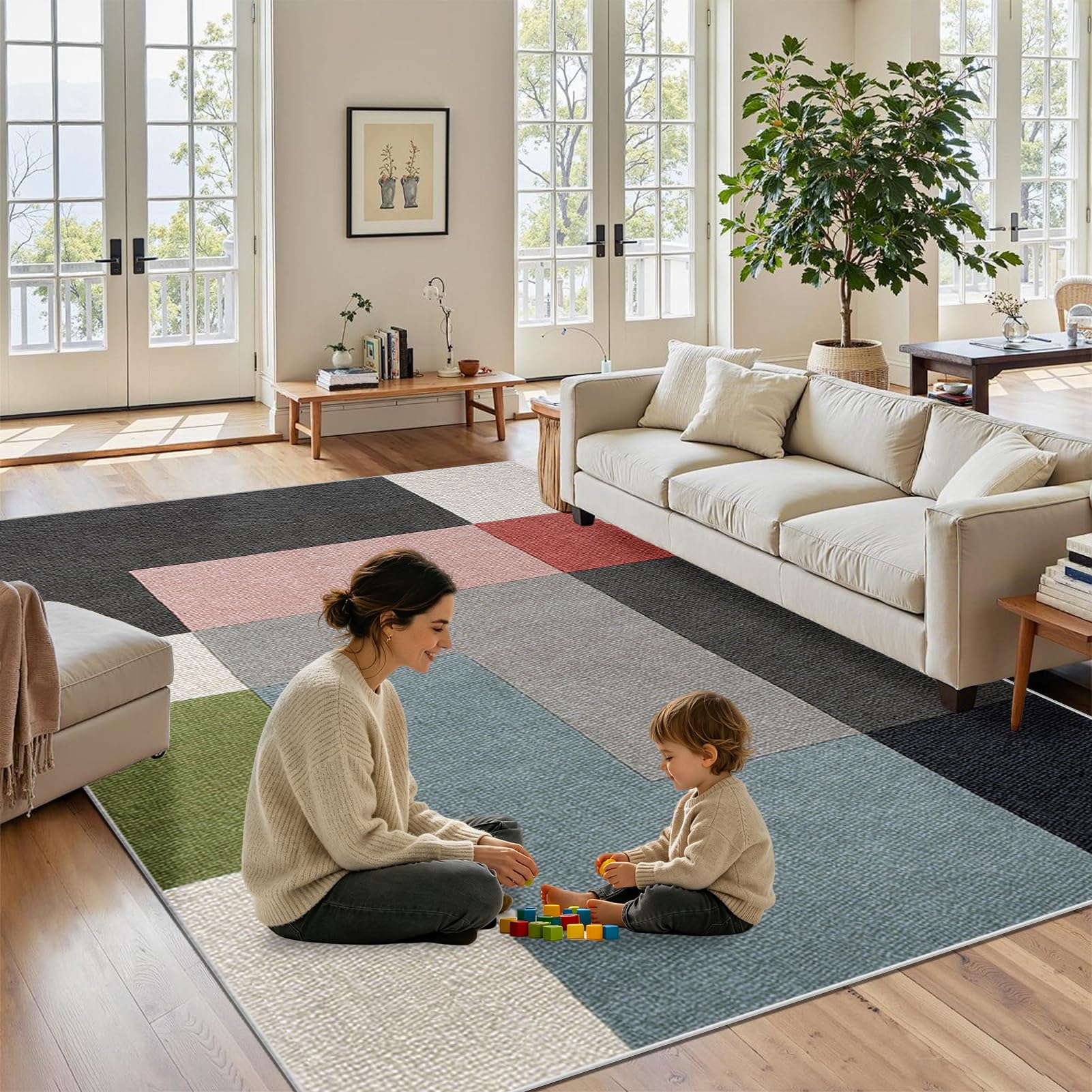 Tapis intérieur lavable 60 x 80 cm avec dessous antidérapant