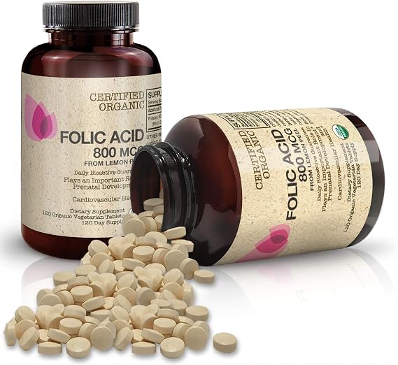Futurebiotics Folic Acid 800mcg from Organic Lemon Peel USDA Certified Organic, 120 Vegetarian Tablets