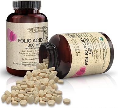 Futurebiotics Folic Acid 800mcg from Organic Lemon Peel USDA Certified Organic, 120 Vegetarian Tablets