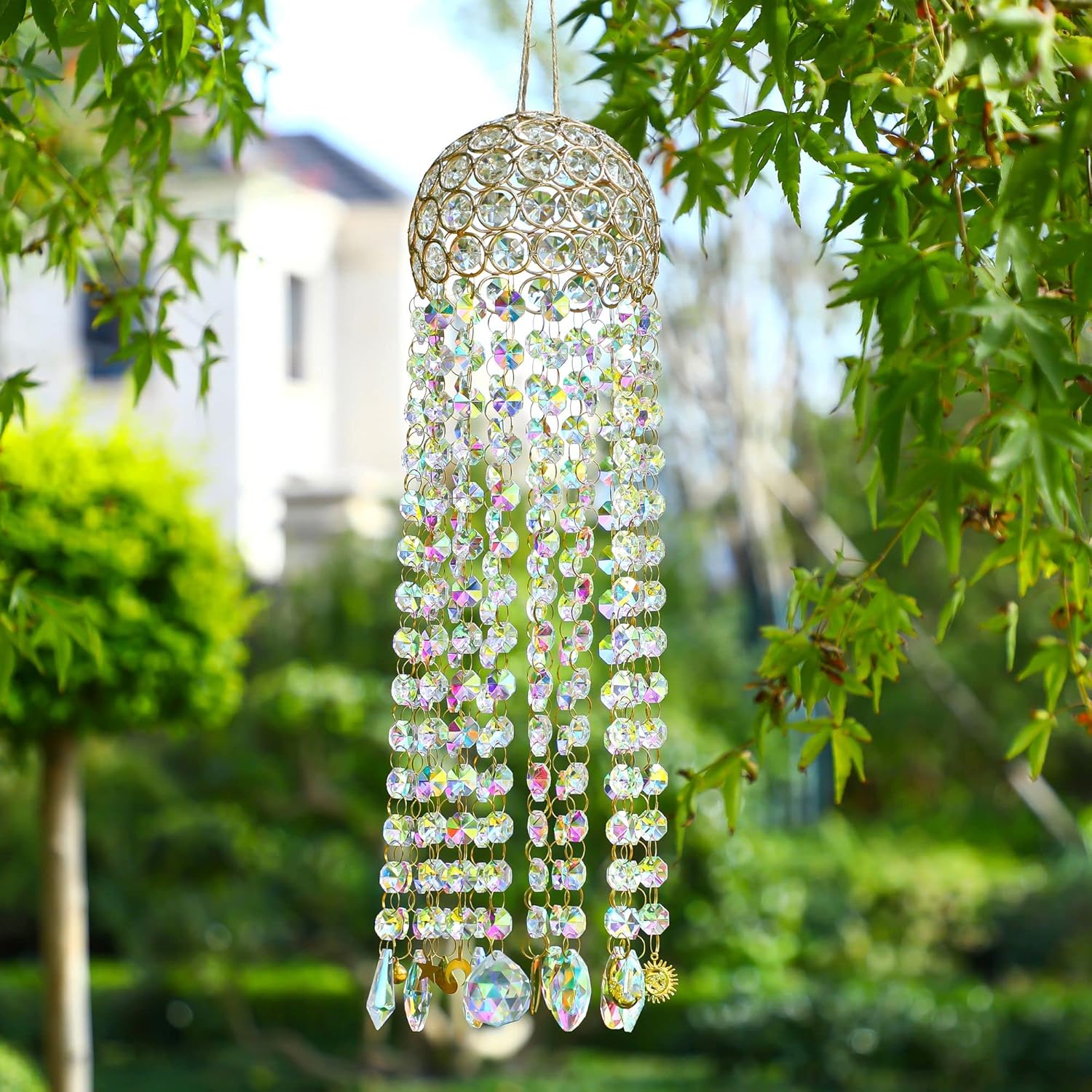 16.7" Chandelier Wind Chimes Crystal Suncatcher Window Hanging Sun Catchers AB Color Crystal Prism Rainbow Maker Pendant Ornament for Christmas Tree - Image 4