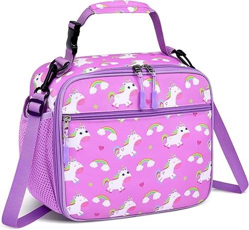 Miniatura 8 de Lonchera Infantil Lonchera para Niños y Niñas, Bolsa de Almuerzo Aislada para Hombres con Correa para el Hombro, Lonchera Pequeña para Niñas para