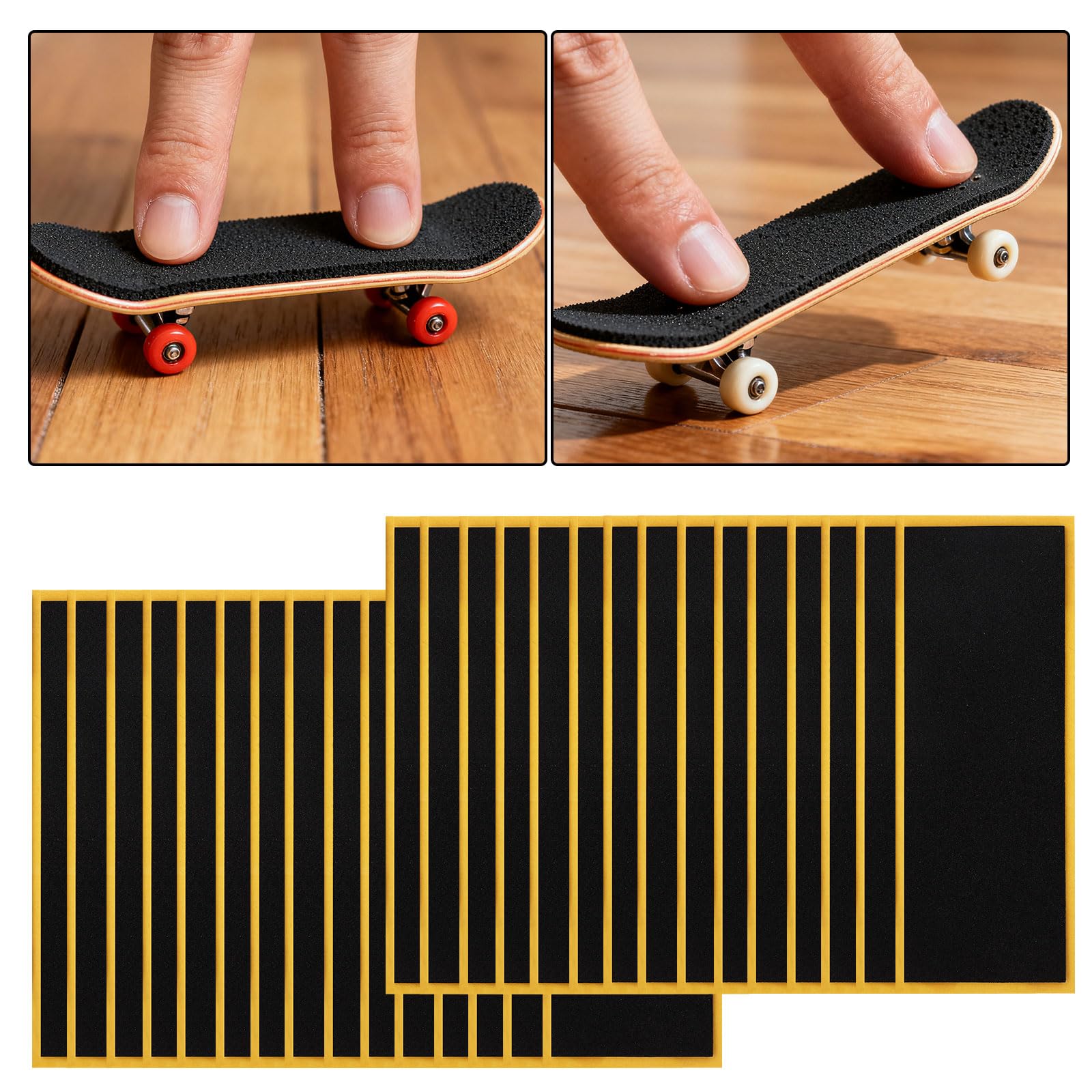 30szt PRO Taśma Chwytna Fingerboard, 110x38mm Piankowe Antypoślizgowe Paski Chwytne do Fingerboard Skateboards Mocne Samoprzylepne Naklejki Taśma Piankowa do Zabawek Palcowych (Czarny)