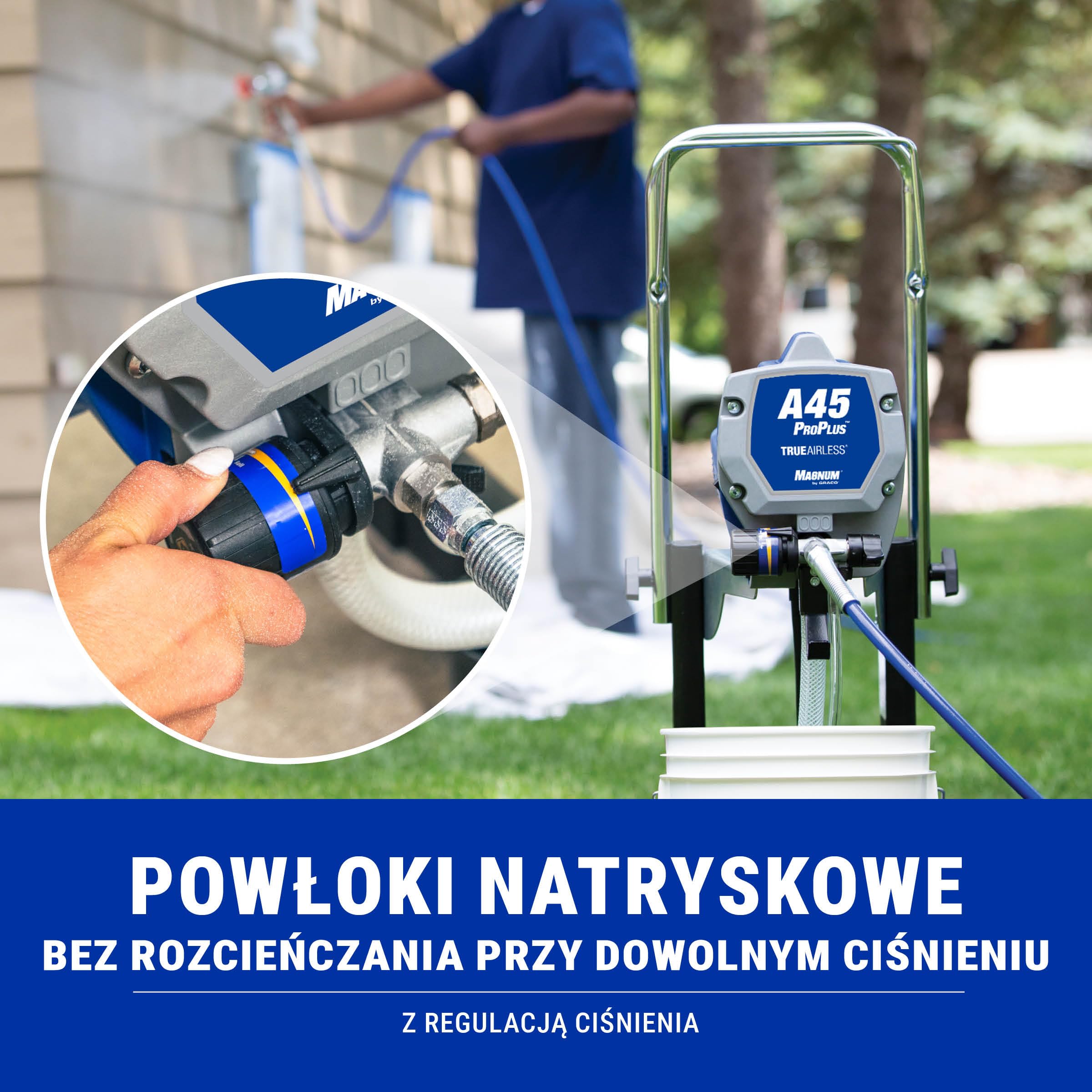 Magnum by Graco 17C245 Airless system natryskowy A45 ProPLUS, potężne urządzenie na kołach, do większych projektów domowych (prędkość przepływu 1,17 l/min, ciśnienie maks. 207 barów)