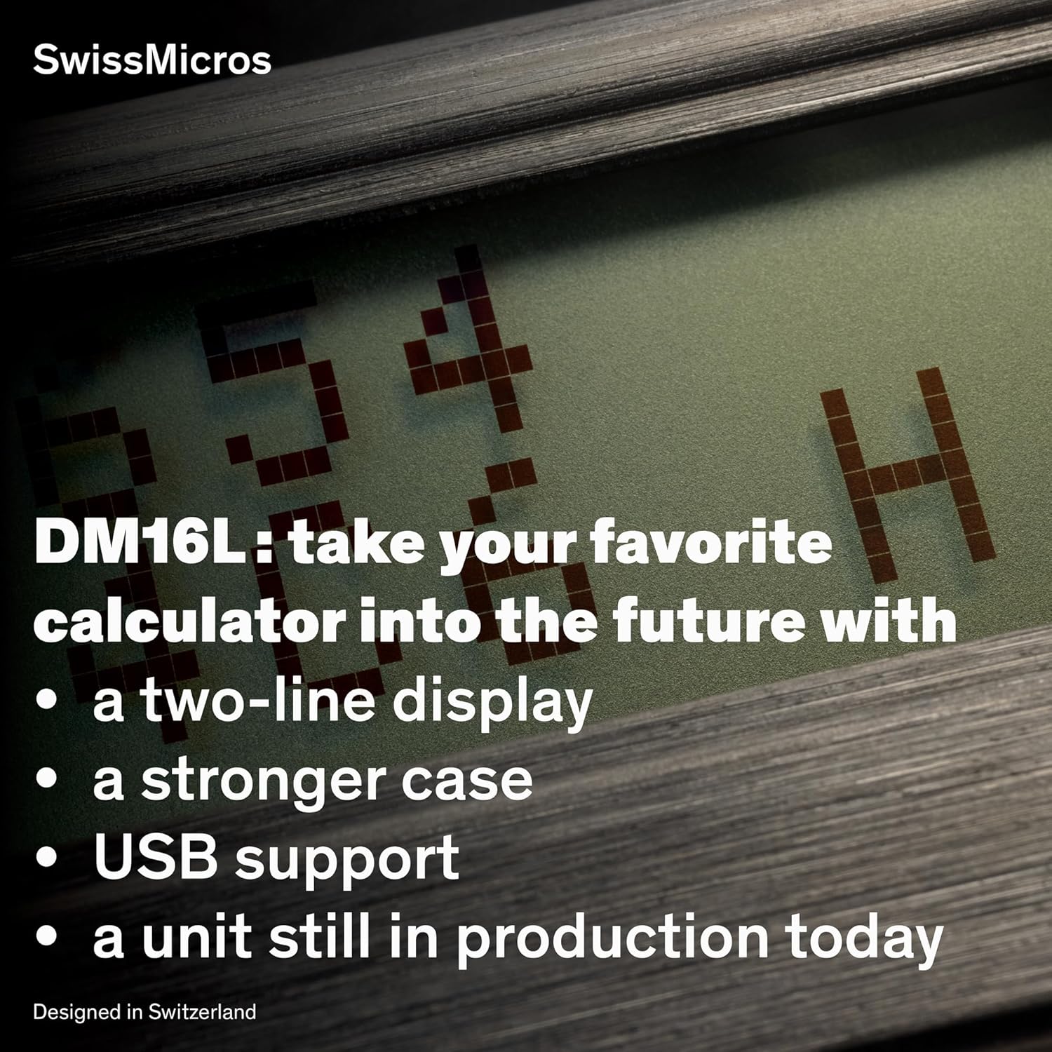 SwissMicros DM16L RPN Programmer's Calculator – HP 16C Inspired | Titanium Shell | Wide Landscape Form | USB-C | Hex, Binary & Boolean