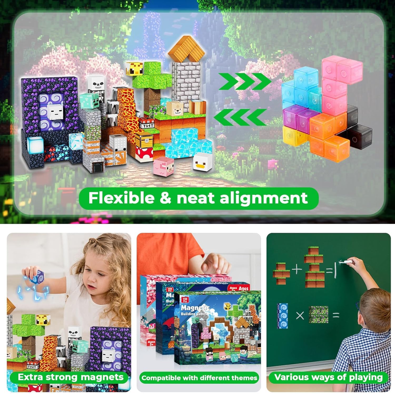 Magnetyczne klocki 150 elementów "Block-Abenteuer" – inspirowane kultowym filmem! Magnetyczne klocki ze szkieletami, torami i figurkami rodzinnymi, zajęcie, jazda samochodem, zabawka dla dzieci od 4