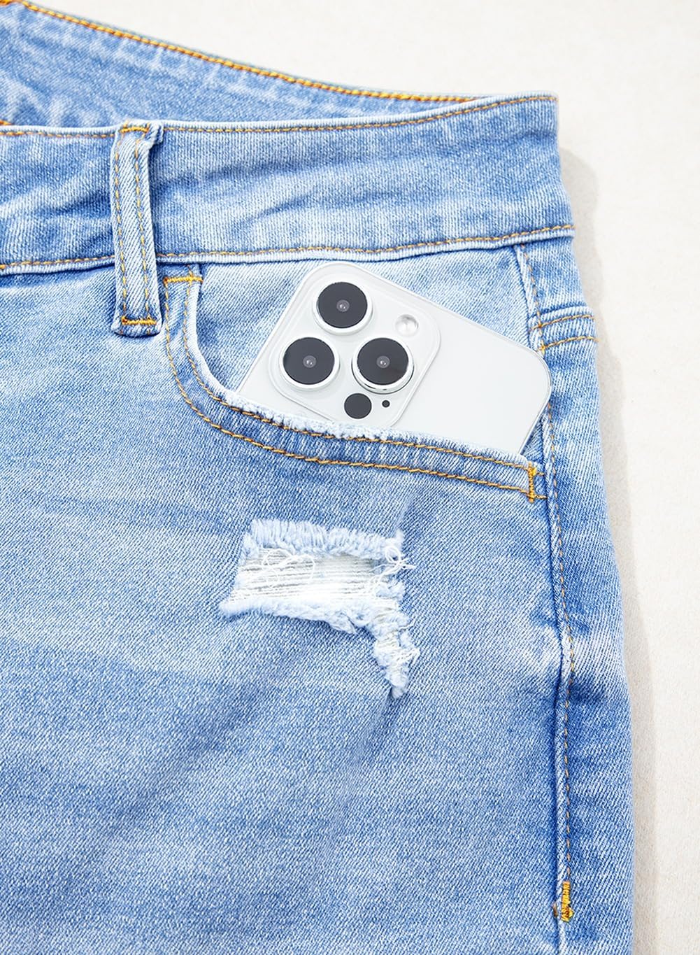 Sidefeel Women's Wide Leg Jeans High Waisted Stretchy Distressed Straight Leg Folded Hem Loose Denim Pants - Image 4