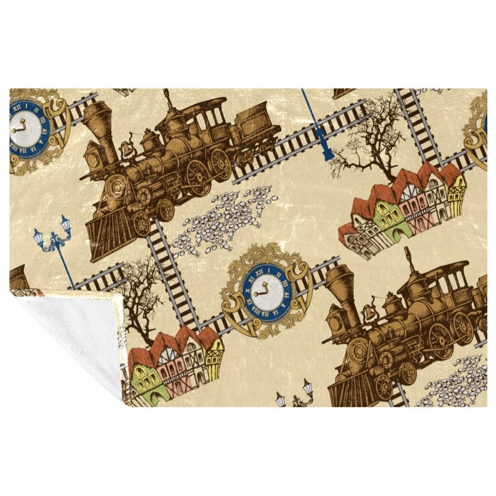Couverture douce train vintage pour rester au chaud sur le canapé ou au lit en hiver