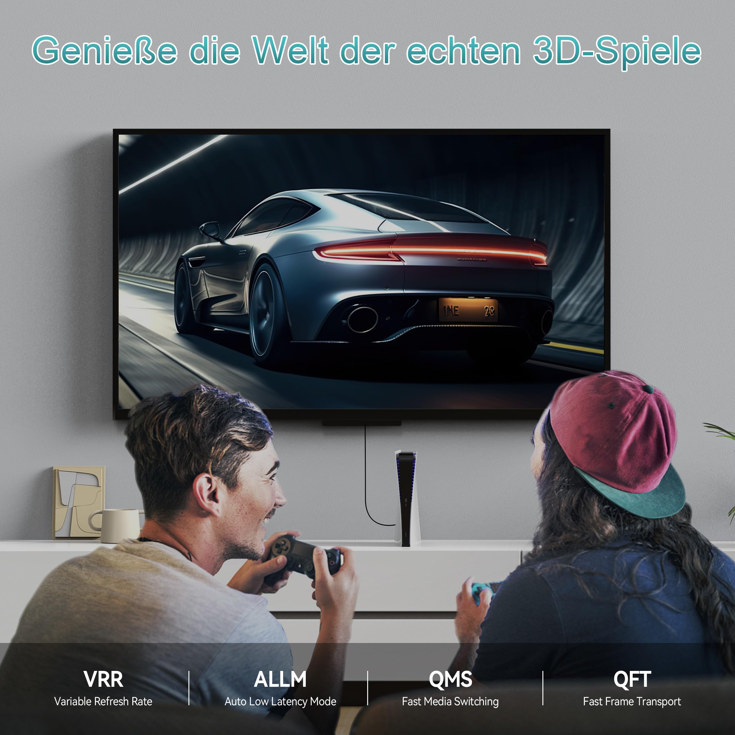 8K Glasfaser HDMI Kabel 10Meter, 48Gbps Ultra High Speed HDMI 2.1 Kabel 8K@60Hz 4K@120Hz eARC HDCP 2.2&2.3 Dynamische HDR Dolby Atmos kompatibel mit Xbox, PS5/PS4, HDTV, Laptop etc
