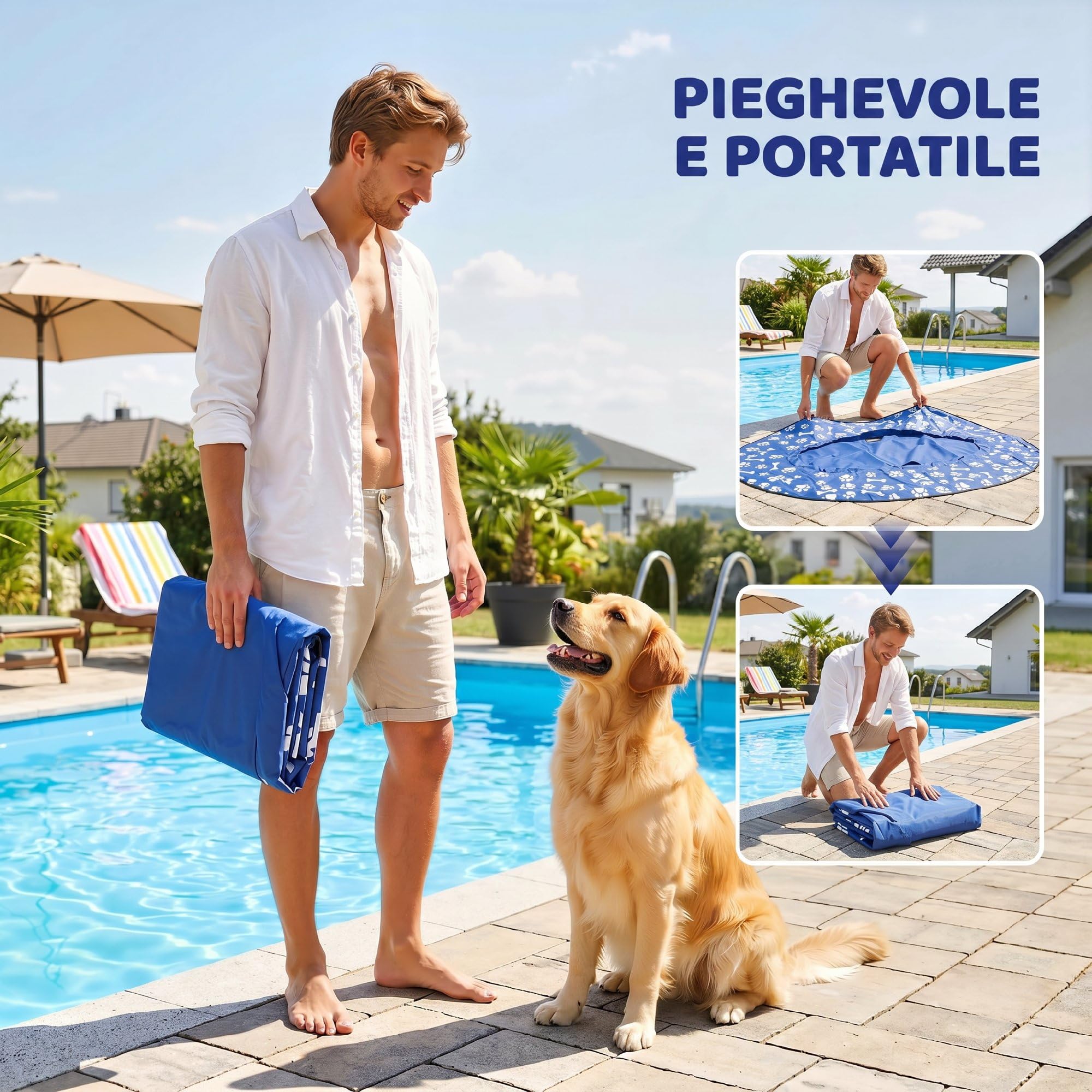 PawHut Canot gonflable pour chien 40kg 155x104x25cm Bleu