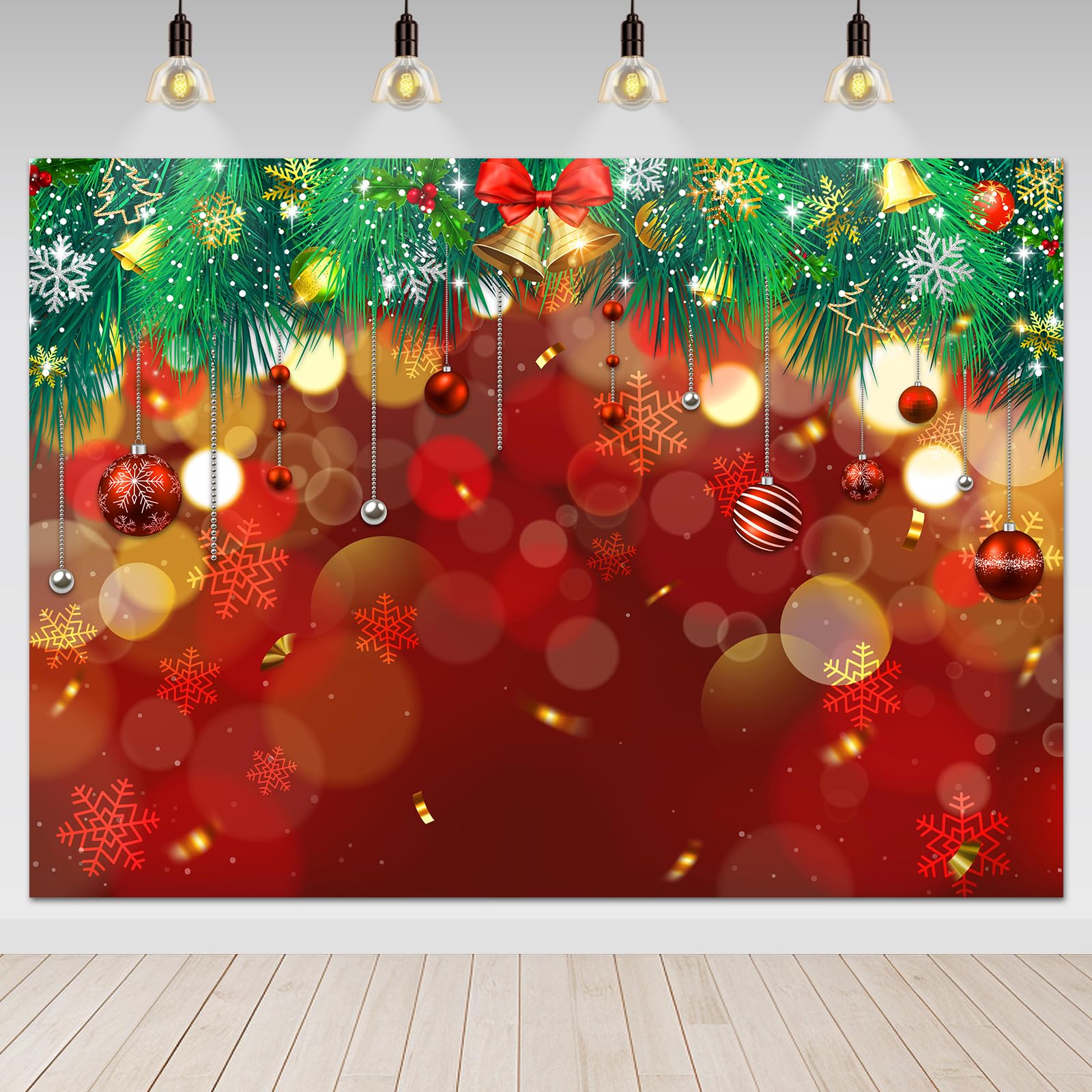 Avezano 7x5ft Christmas Backdrop Glitter Red Xmas Banner for Photography Holiday Photo Backdrop Merry Christmas Party Decorations