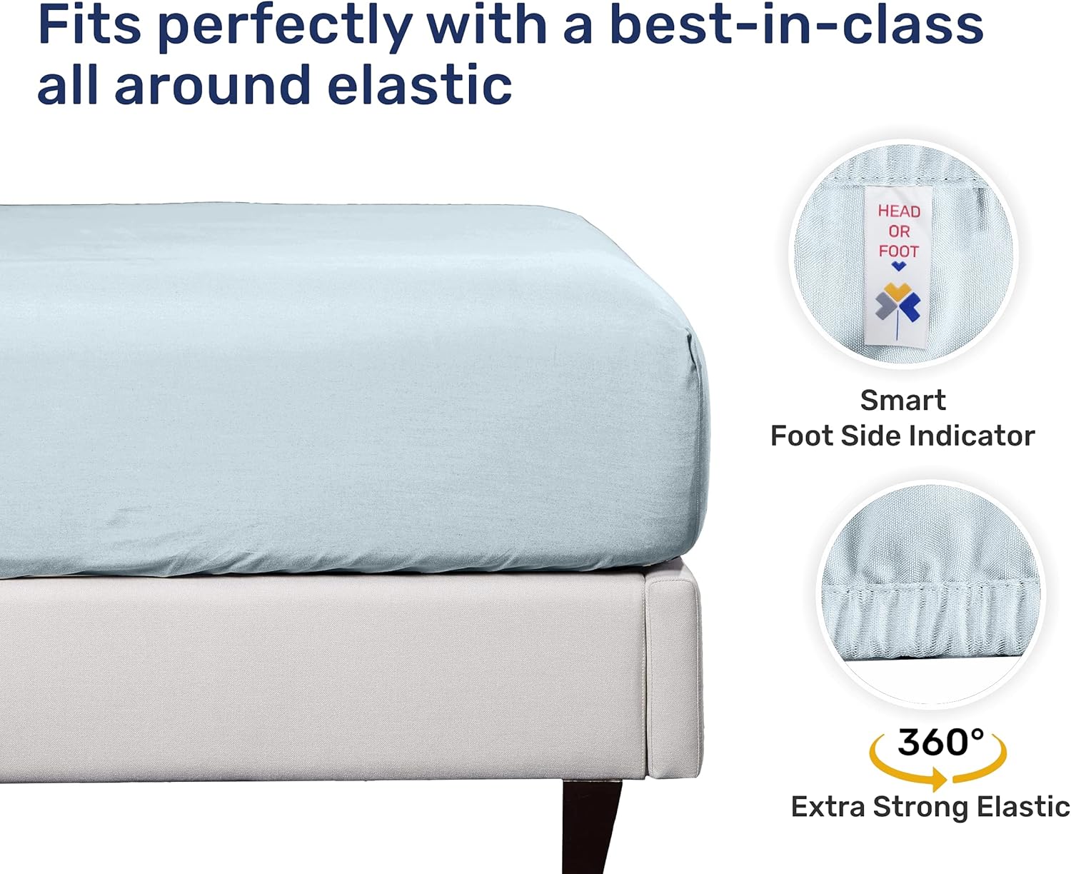 Authentic Lux 1000 Thread Count 100% Cotton Sheets, Soft Thick & Smooth Vs. Egyptian Cotton, Split King Sheet Set 5 Pc Set with Deep Pockets (Blue) : Home & Kitchen