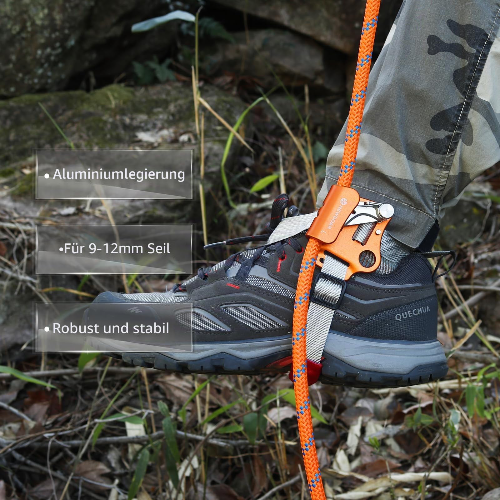 NewDoar Foot Ascender Riser Klettern Baum Baumpfleger Bergsteigen Abseilen Quick Step Ausrüstung Klettergerät für 8~13 mm Seil