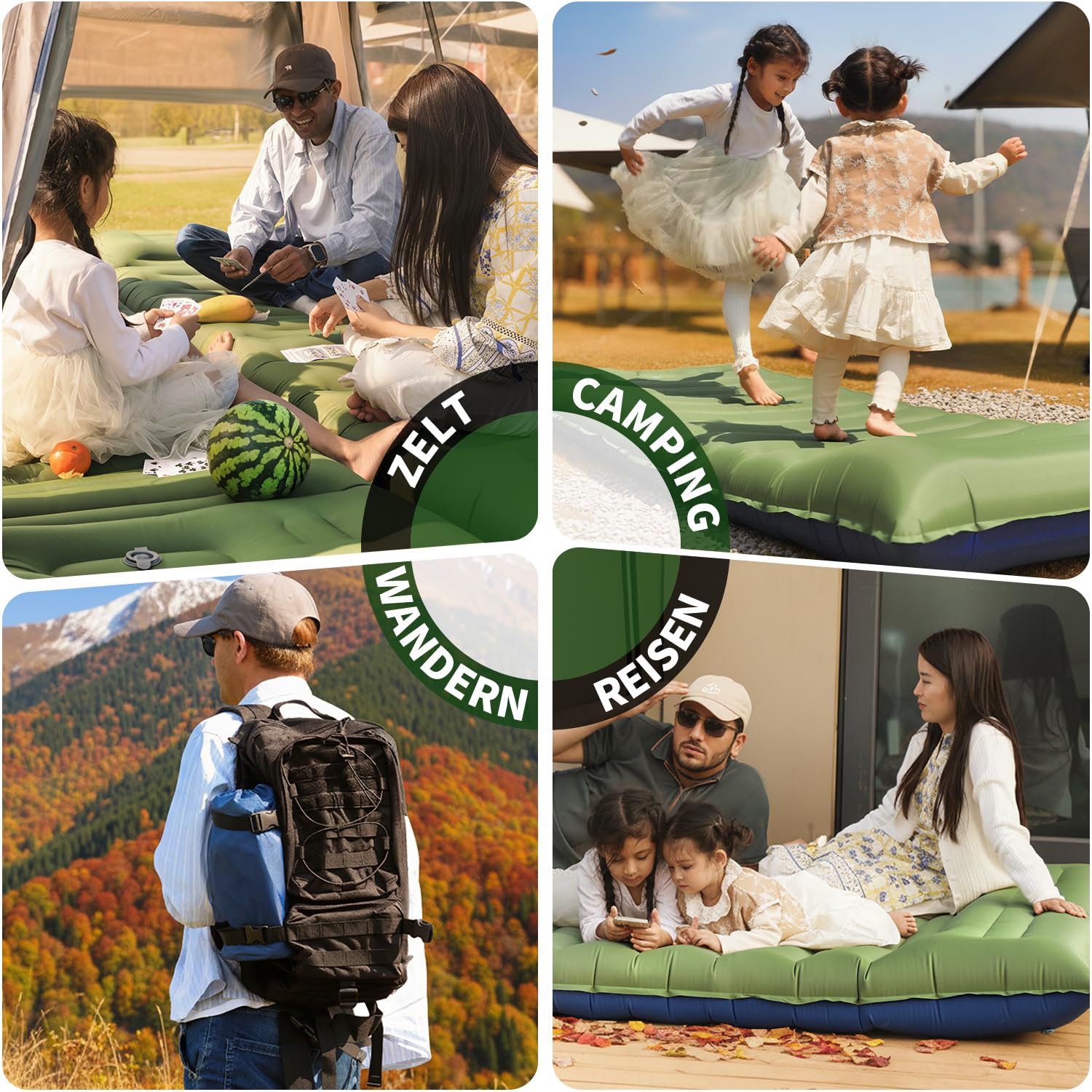 Myxslop Camping Sleeping Pad, Thick 5 Inch Camping Mat with Pillow Built-in Foot Pump Ultralight Inflatable Sleeping Pads for Camping, Backpacking, Hiking, Tent