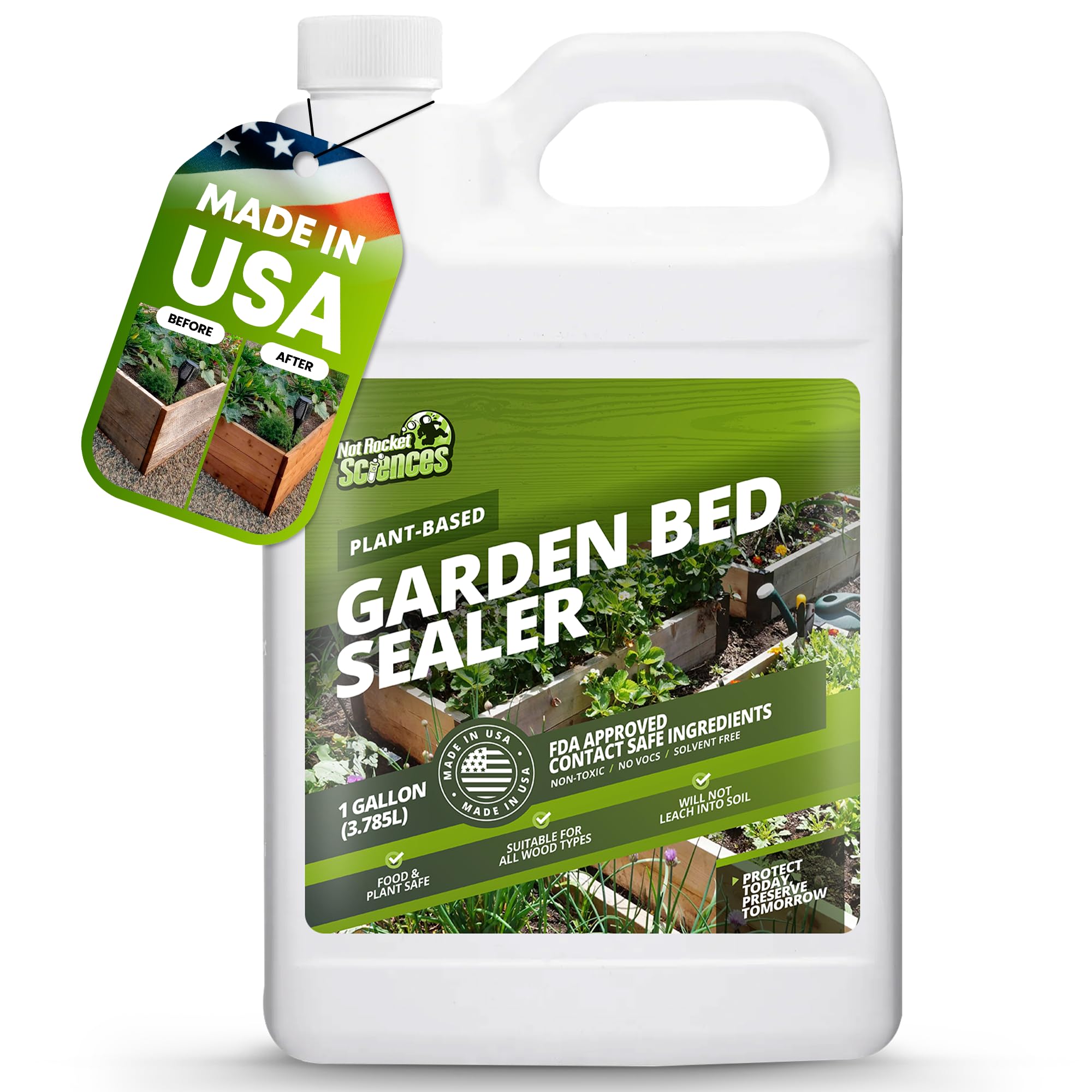 1 Gallon oz Garden Box Sealer - Covers 37.5 to 187.5 sq ft., Ideal Garden Bed Sealer - Wood Waterproofing, Food Safe Sealant - Wood Sealant That Protects Against Sun, Water & Weather Damages