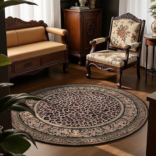 Miniatura 16 de Alfombras Grandes de Área con Estampado de Leopardo Marrón para Sala de Estar y Comedor, Alfombra de Piso Moderna Abstracta Lavable de 5'x8',