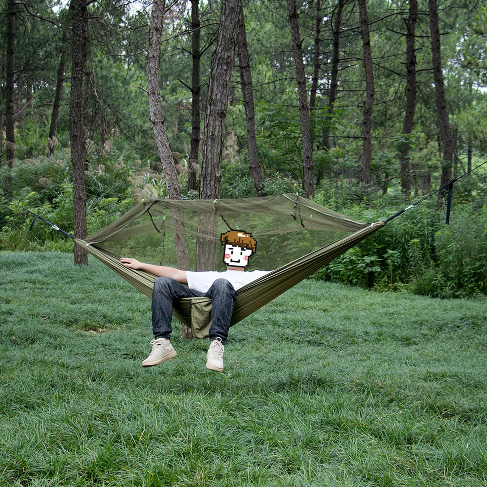 amaca, Capacità di carico 400 kg, traspirante for esterni for campeggio, viaggi, trekking, 280 x 185 cm, realizzato in paracadute in nylon