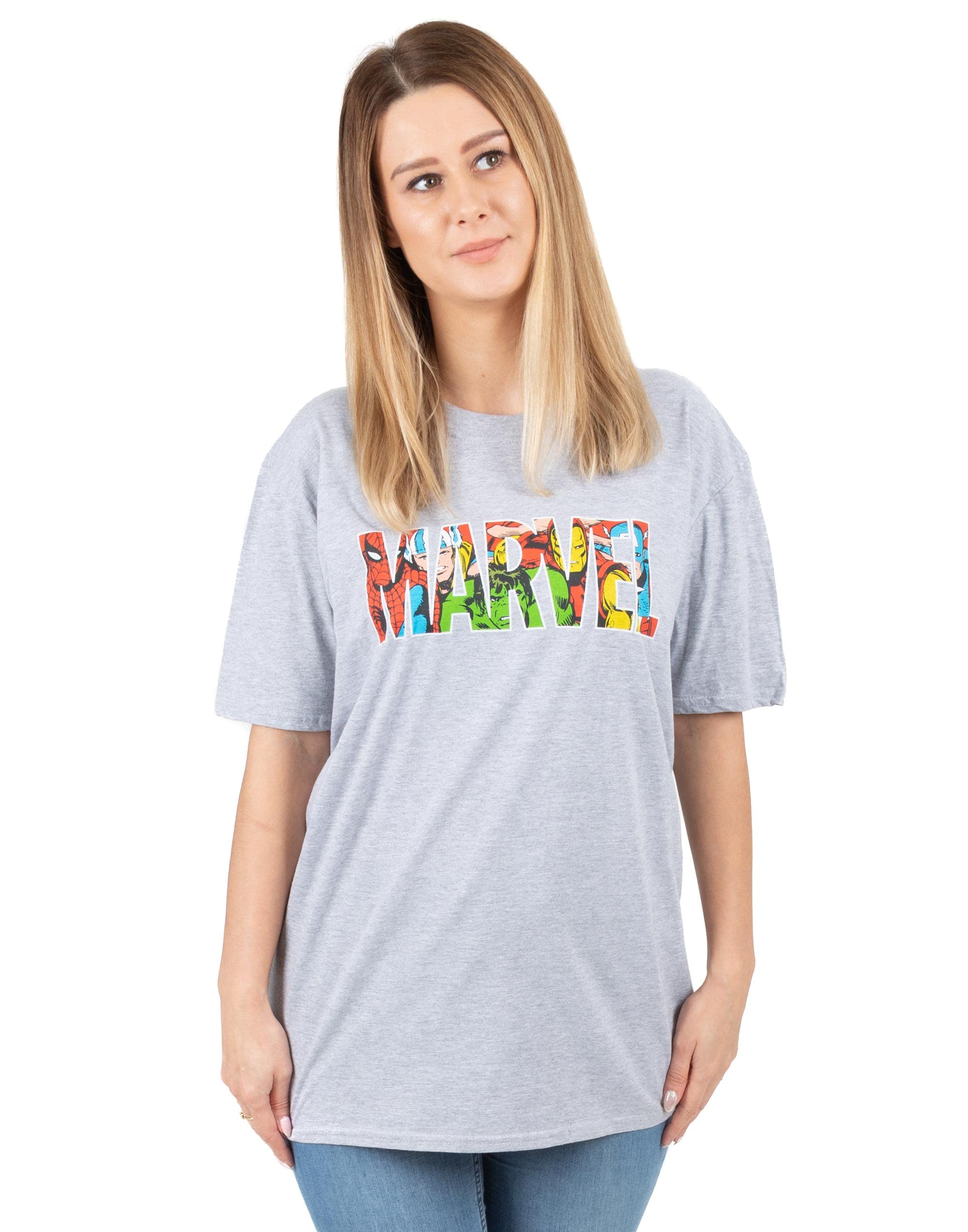 Marvel (Large) Spiderman Short Sleeved T-Shirt (Womens ) Grey