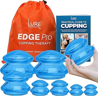8 Edge Cups Silicone Cupping Therapy Set Professional Massage Cupping Cups for Cupping Therapy Cupping Kit for Massage, Myofascial Release, Cellulite Reduction (Lure Blue)