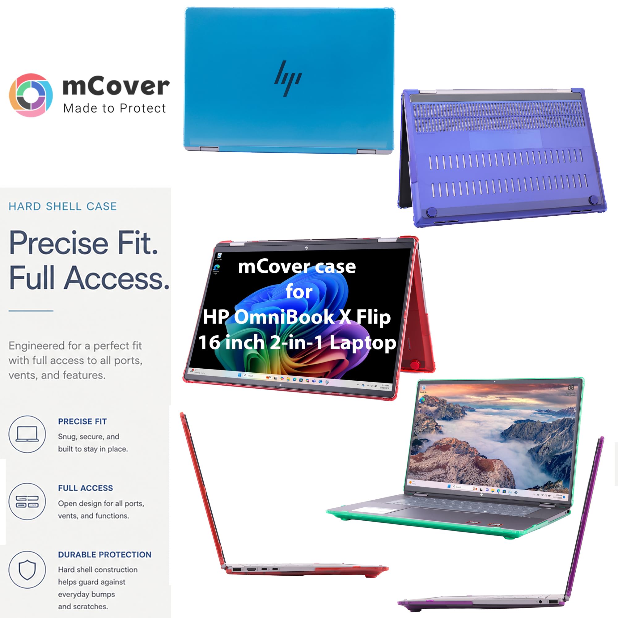 mCover Étui Uniquement Compatible avec HP OmniBook X Flip 16-ASxxxx 16-AUxxxx 16-ARxxxx 16-ARxxxx 16-BExxxx 16-BExxxx 16-CBxxxx 16-CCxxxx 2-en-1 Windows (ne Convient Pas aux Autres modèles HP) - Noir