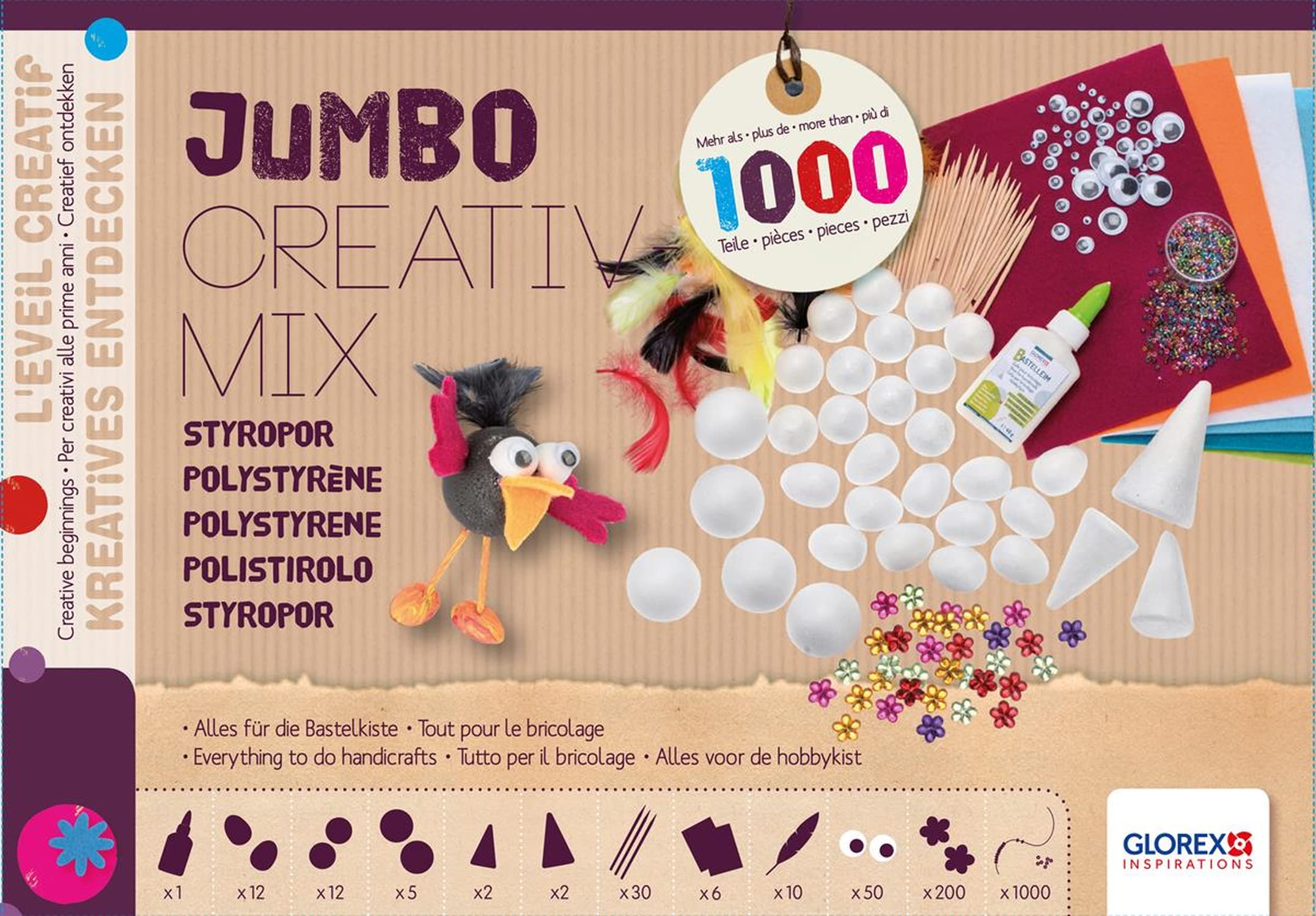 Kit créatif Jumbo Mix blanc pour ateliers de bricolage en famille