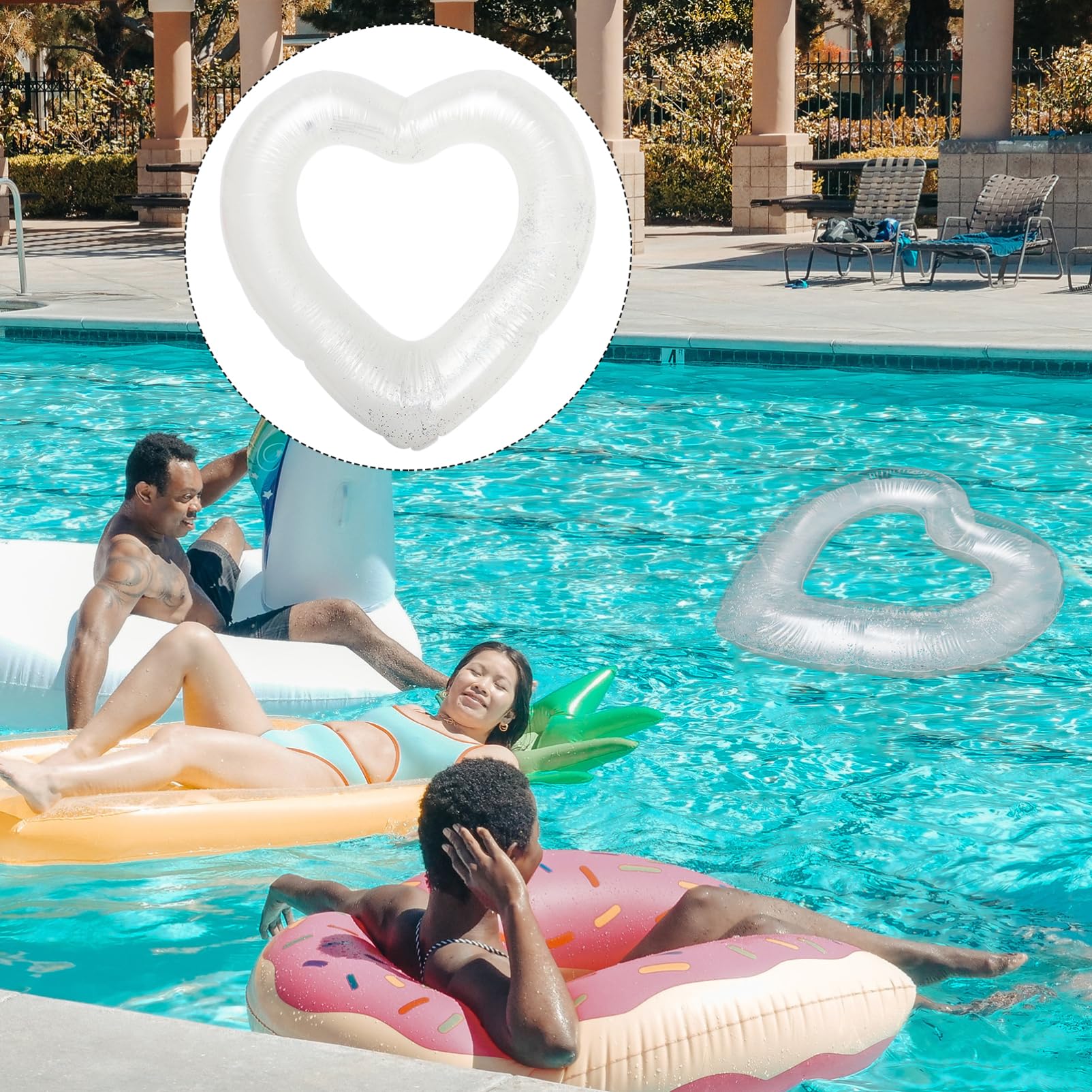 TOYANDONA Anillo de natación en Forma de corazón Anillos de Piscina inflables balsa Flota hinchables Pool Party Juguete de Piscina de Verano Anillo de natación Inflable de polivinilo
