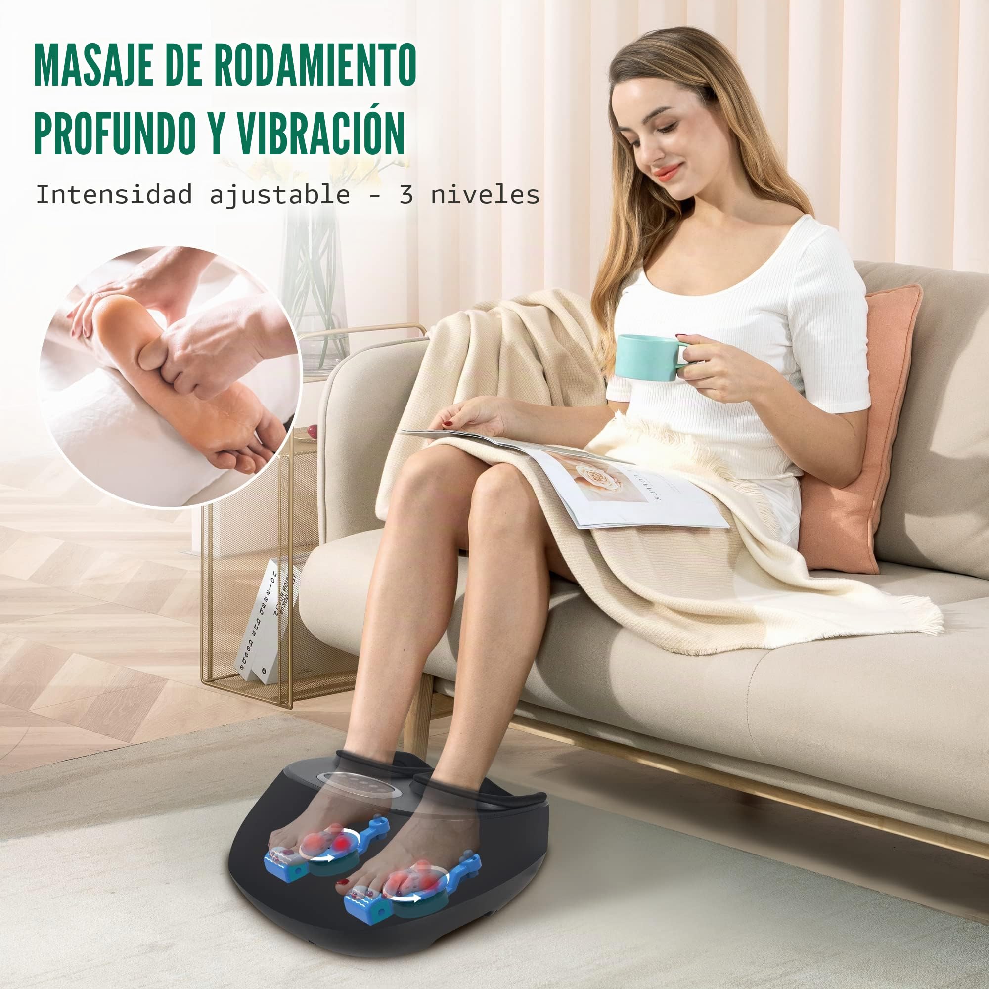 SNAILAX Masajeador de pies con calor, masajeador de pies shiatsu para fascitis plantar y neuropatía, alivio del dolor, amasar, compresión, calentador de pies calentado, masajeador, Regalos