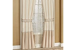 Luxury Sequin Elegante Faux Silk Light Cream Light Gold Tailored Window Curtain...