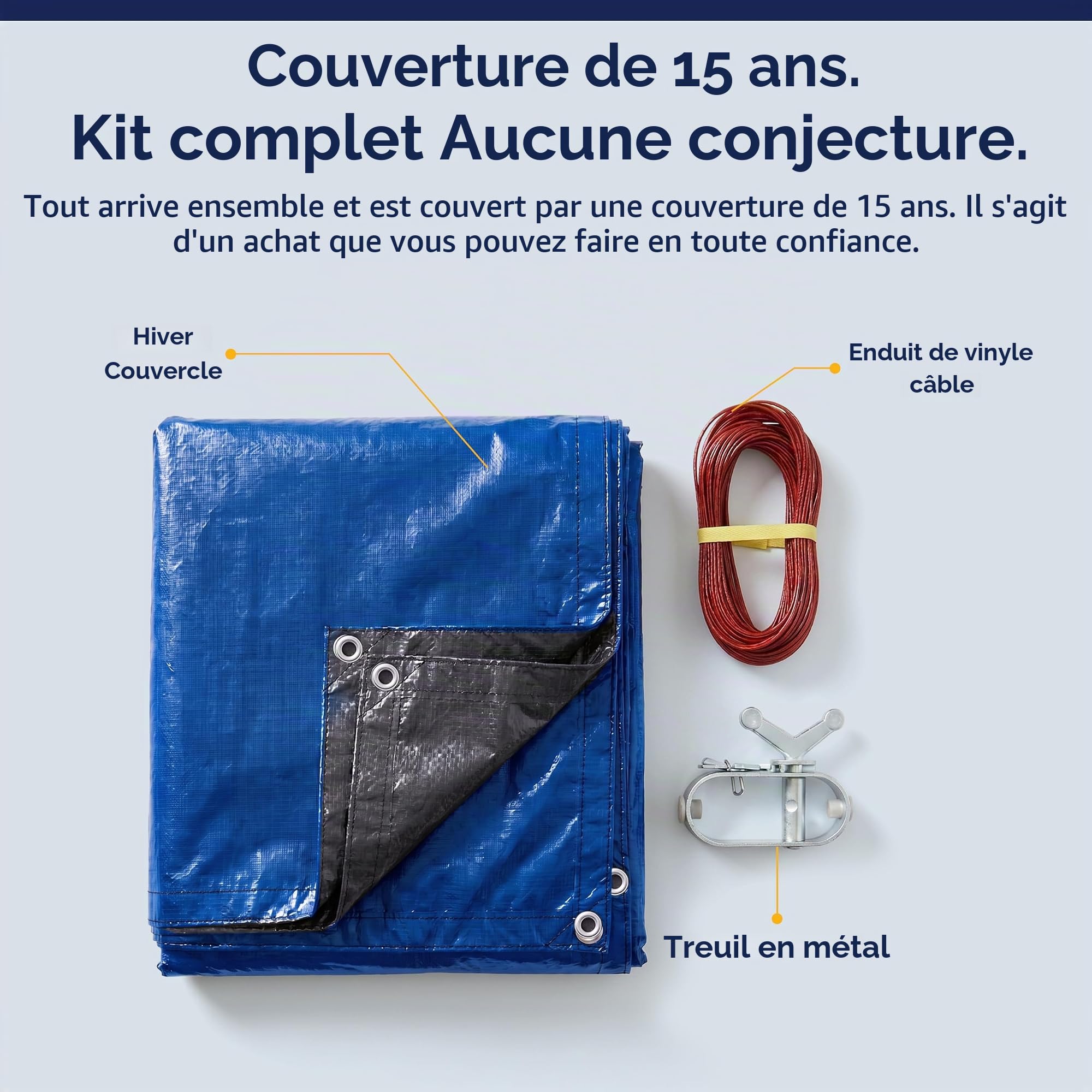 Blue Wave Bâche d'hiver Ovale pour Piscine Hors Sol Doré 15 Ans 3,7 x 7,3 m