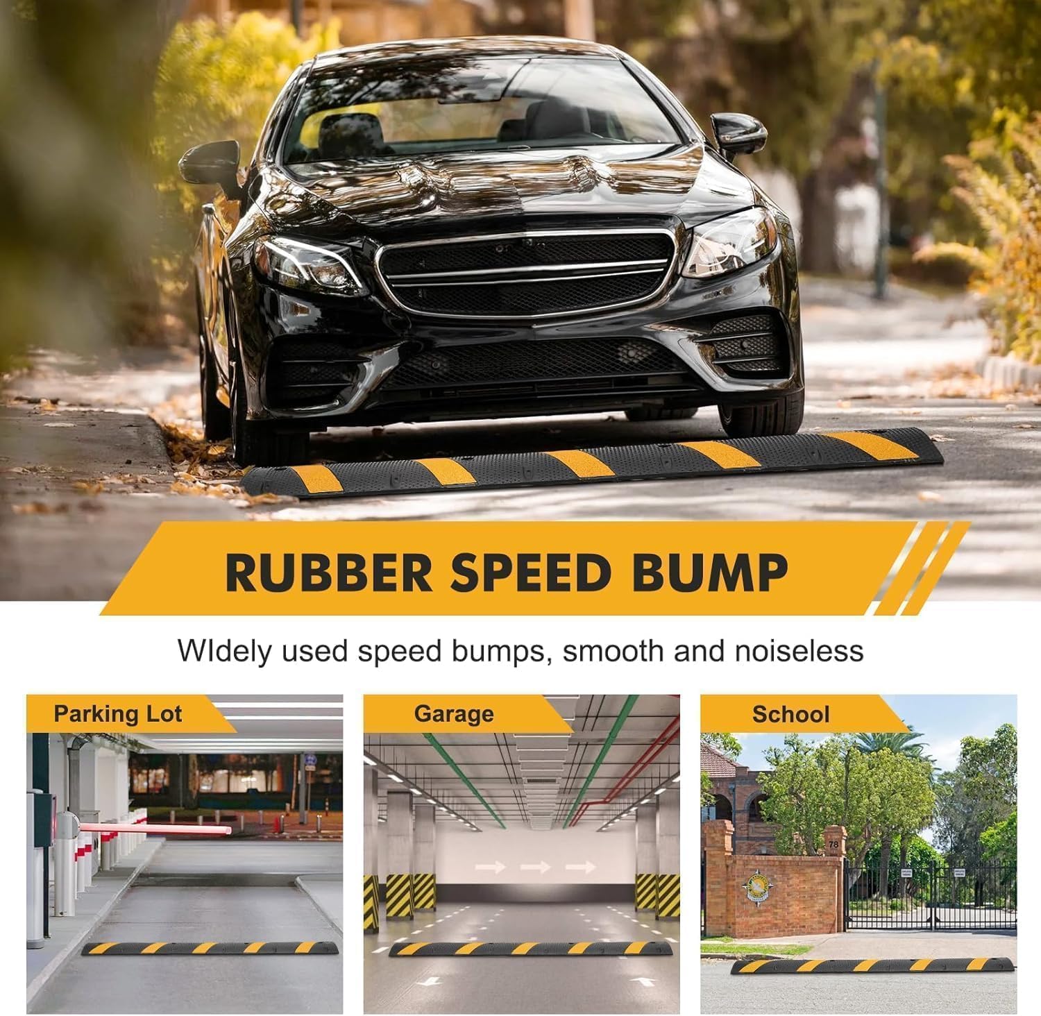 Garvee Dosso Rallentatore in Gomma 183 cm Heavy Duty Per Parcheggi