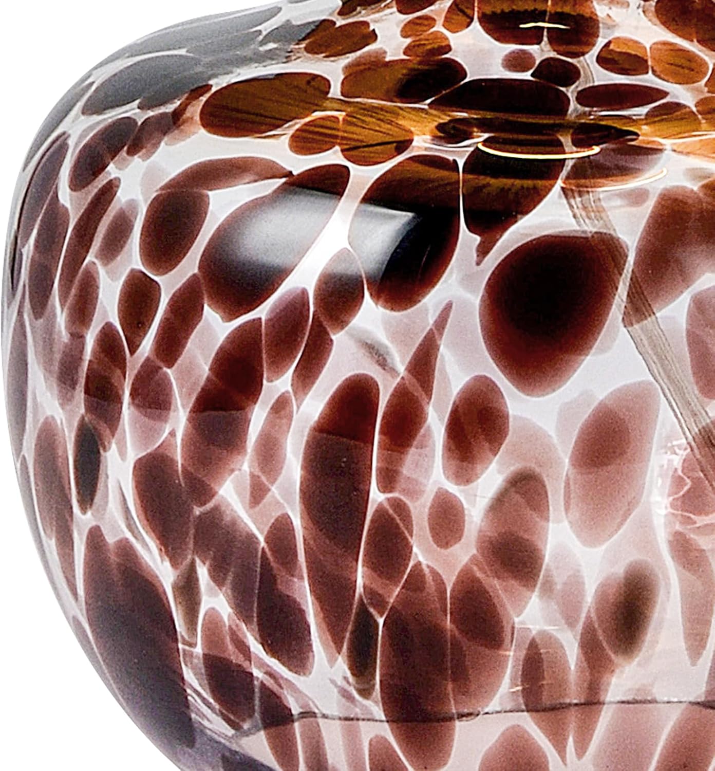 15" Hand-Blown Glass Table Lamp, Natural Raffia Shade, Mesmerizing Leopard-Print Base, Small Accent Lamp for Bedroom Nightstand, Living Room, Entryway, Kitchen Counter (Bulb Not Included)