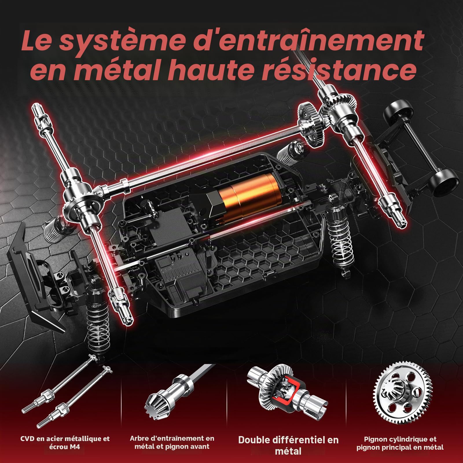 Voiture Télécommandée Adulte Brushless 1:14, RC Car 4x4 68 km/h avec Roll Cage et Châssis Renforcé, 2 Batteries LiPo 2S, Double Jeu de Pneus, Voiture Radiocommandée Compatible 3S