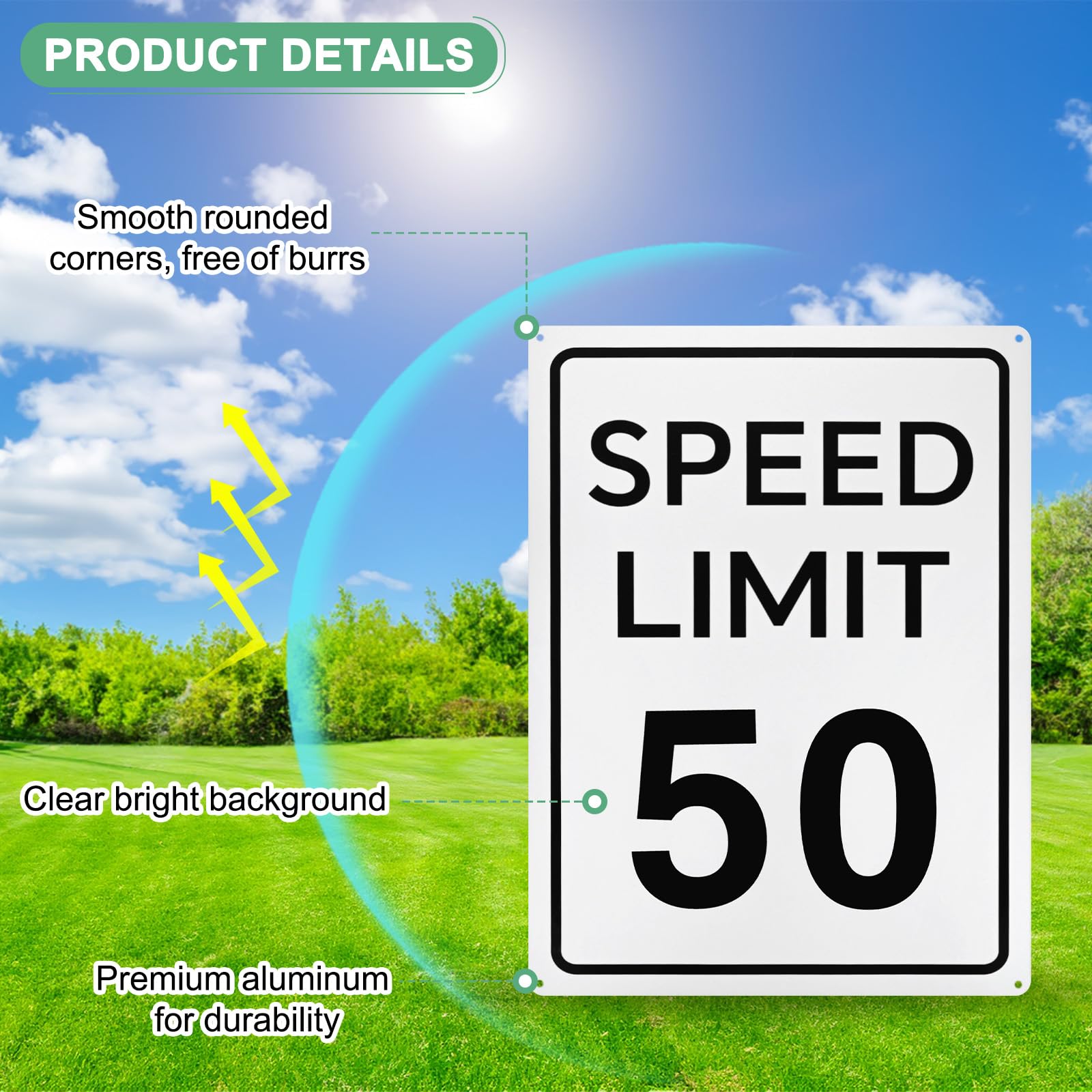 M METERXITY 2-Pack Speed Limit 50 MPH Sign - Image 2