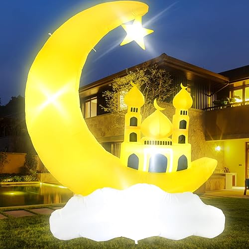 Miniatura 1 de Inflables de Ramadán de 6 pies, castillo de luna de Ramadán, decoración inflable de luna musulmana preiluminada, decoración inflable para fiestas