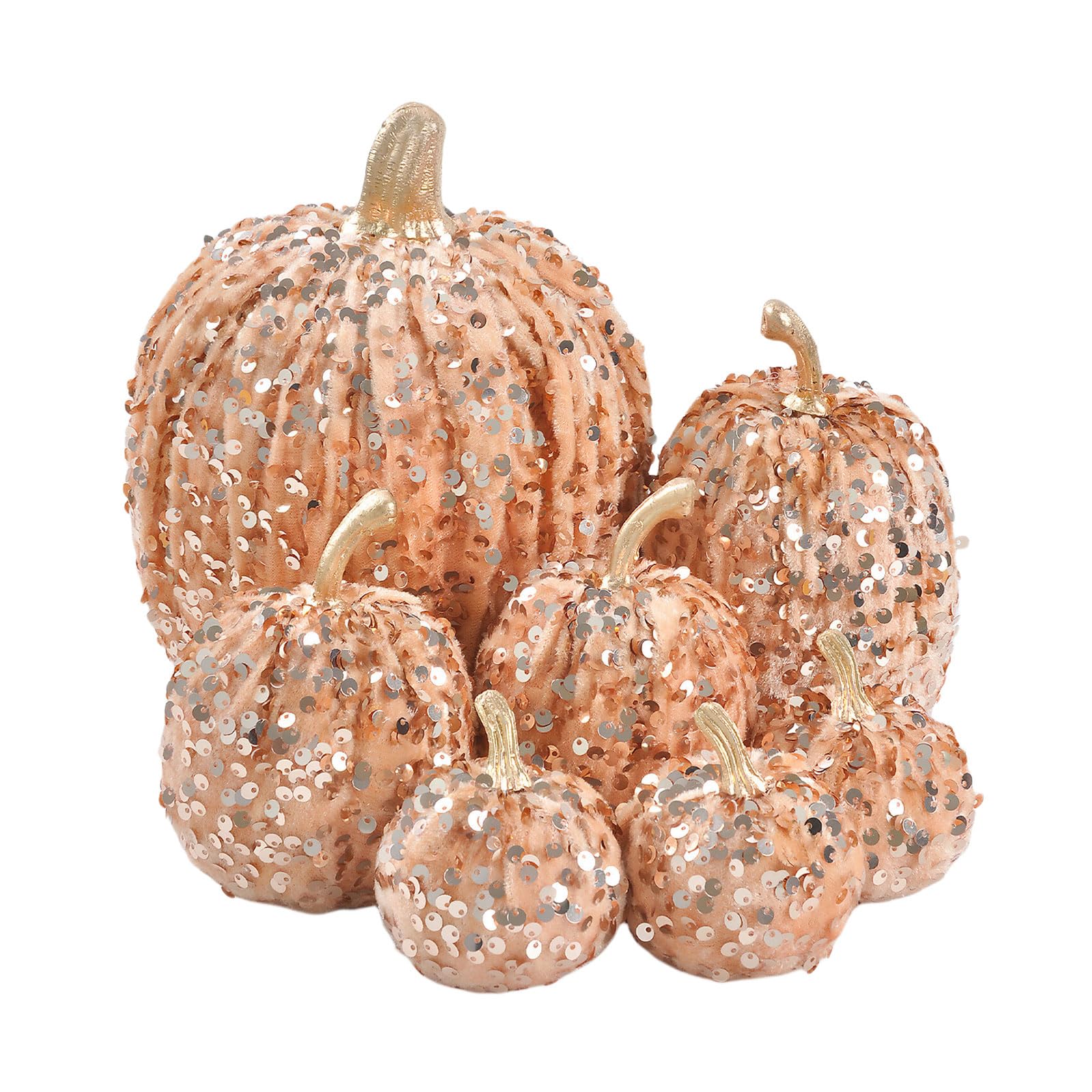 Xinsheinelry Champagne1 Of 7 Foam Pumpkins Decorations With Glittering Seasonal Ornament For Thanksgiving And Halloween Party Home Decoration Foam Pumpkin Decorations