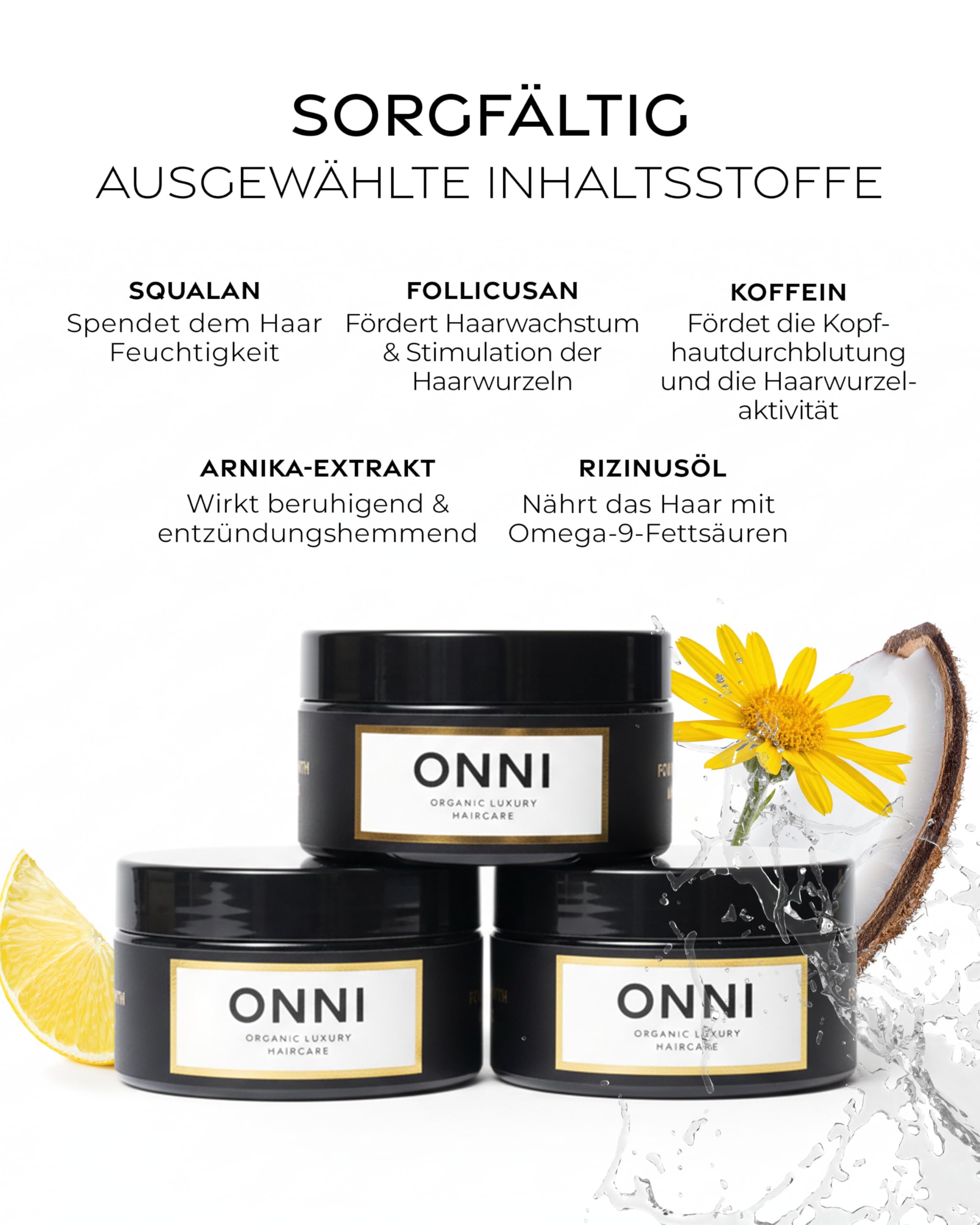 ONNI – Haarmaske für Haarwachstum 500ml – Haarkur mit Follicusan & Koffein – Hair Growth Mask pflegt Haar & Kopfhaut – mit feuchtigkeitsspendenden Extrakten – vegan, silikon-, paraben- & sulfatfrei