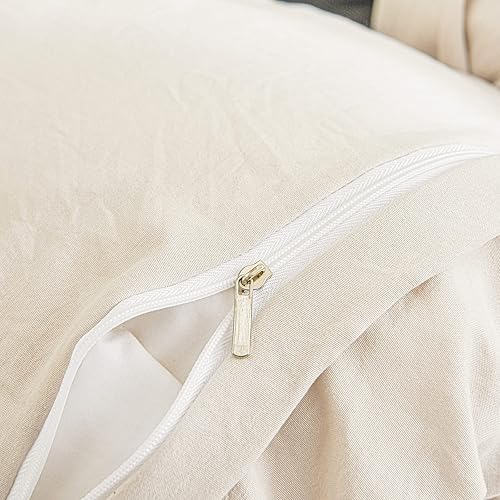 Miniatura 7 de Juego de ropa de cama con volantes, color beige, 100% microfibra lavada, transpirable, suave, patrón gris crema, Shabby Chic con volantes, juego de