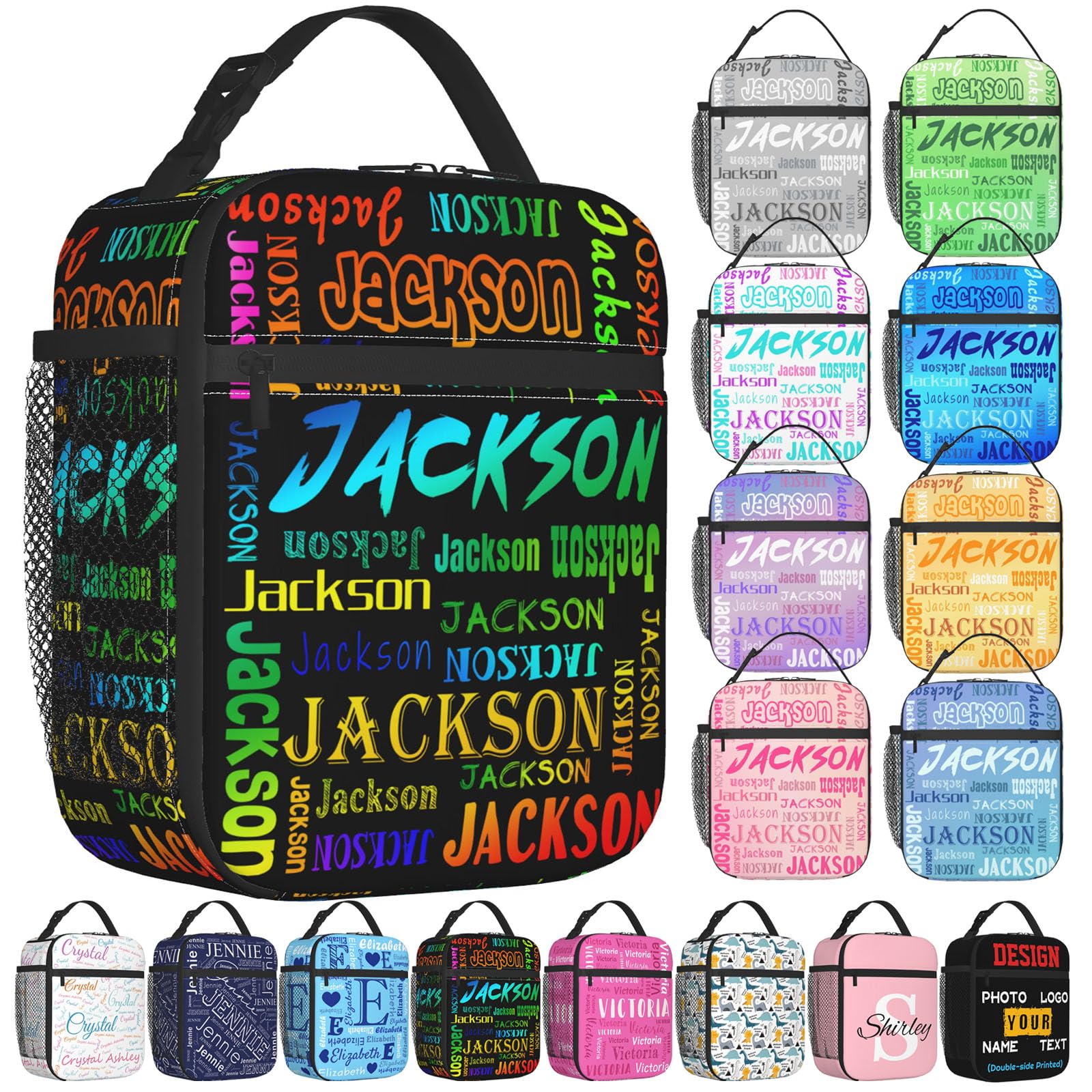 Custom Lunch Bag for Women Men Personalized Lunch Box with Name Text Photo Customized Reusable Insulated Lunch Tote Bag Gift for Office Work Picnic