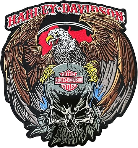 American Eagle Harley - Parche para planchar en la espalda, emblema bordado grande para chalecos de motociclista personalizados