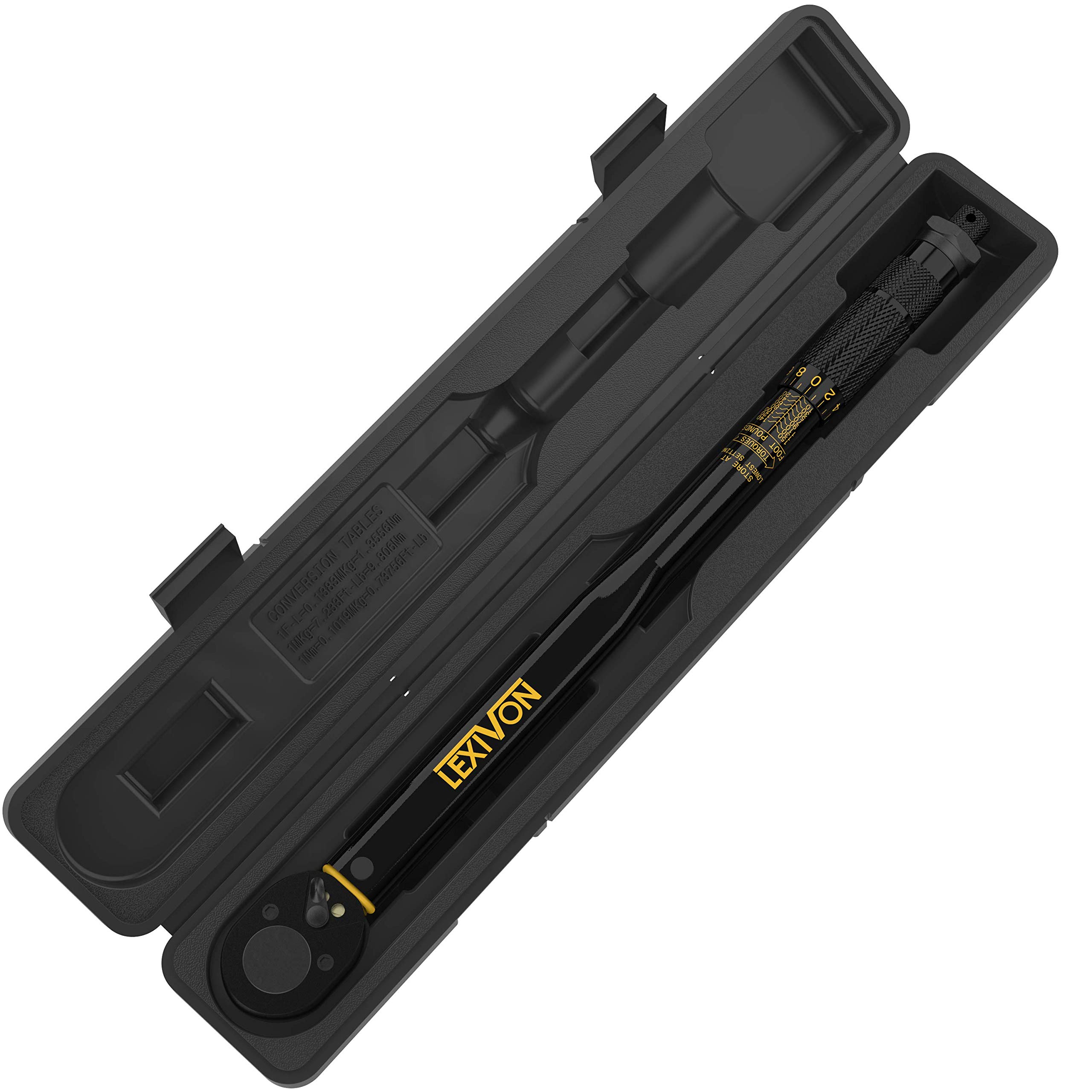 LEXIVON 1/2Inch Drive Click Torque Wrench 10150 FtLb/13.6203.5 Nm