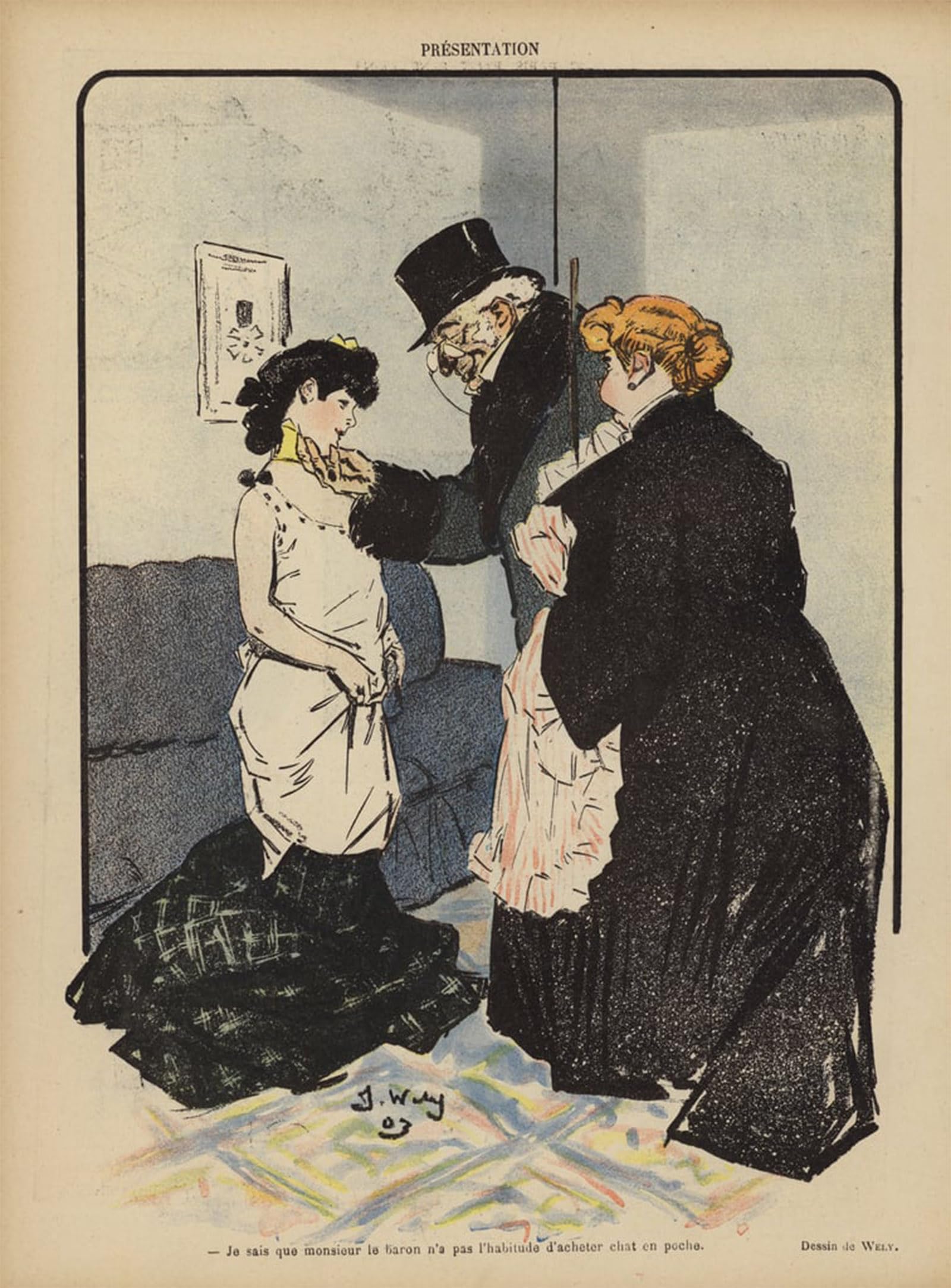 SERENDIPITP Retro Picture Poster Wall Art Pictures Painting Illustration for the Laugh by Jacques Wely Wall Art Canvas Print for Wall Decor 60x90cm