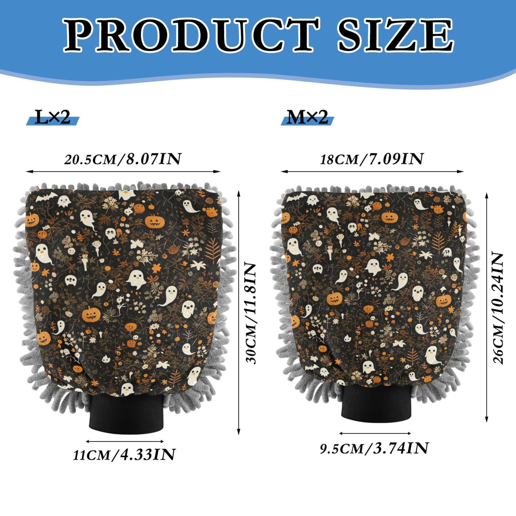 Halloween Pumpkins Ghosts Wash Mitt for Cars 11.8'' Washing Mitt for Autos Scratch Free Clean Sponges for Hand Brush Cleaning