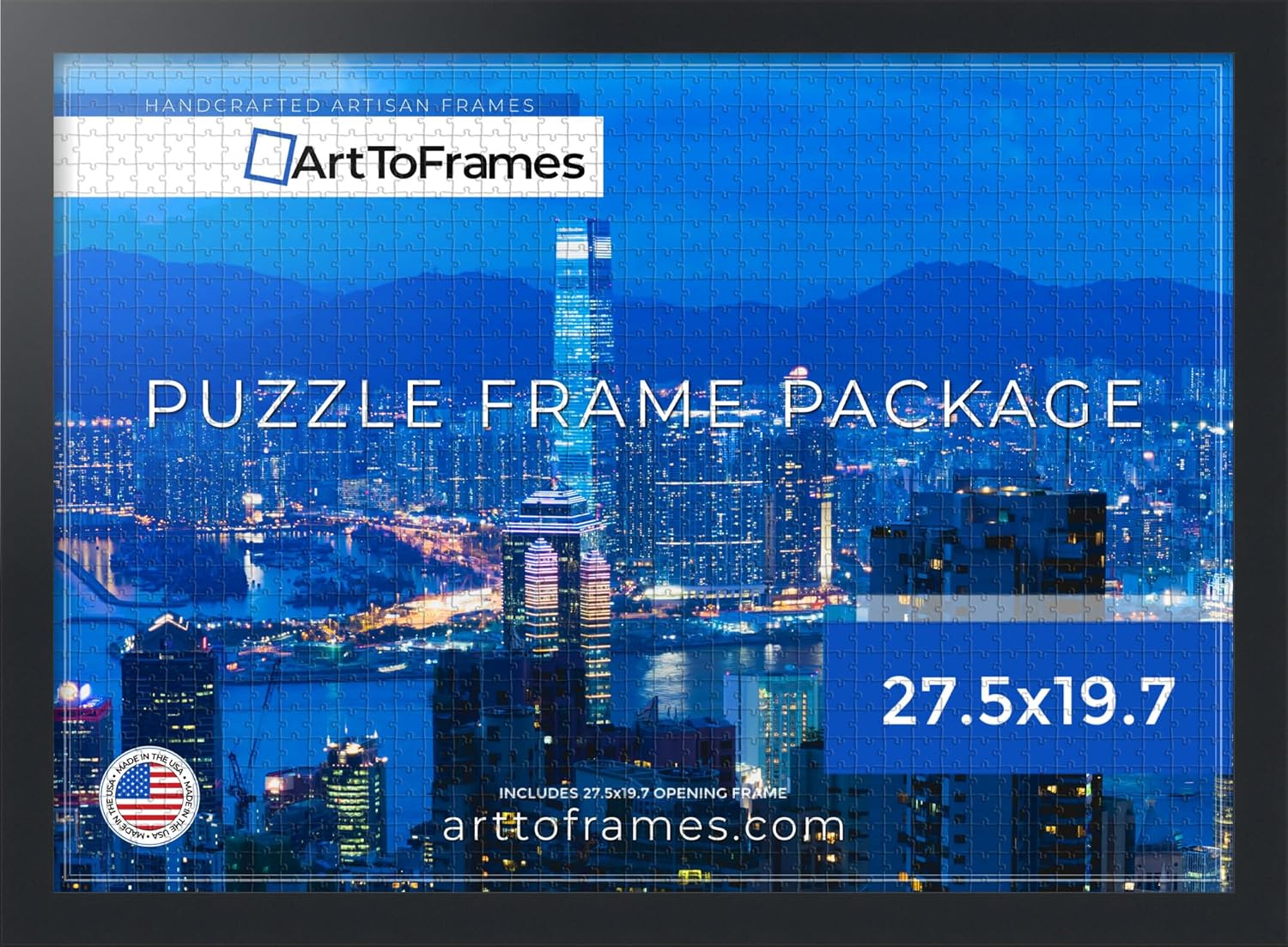 ArtToFrames 27.5x19.7 INCH / 50x70 CM Black Frame for 1000 piece Puzzles.This 1.25 Inch Custom MDF Puzzle Frame is Black - Comes with Economy Acrylic (PuzzleFRBW26079-27.5x19.7)