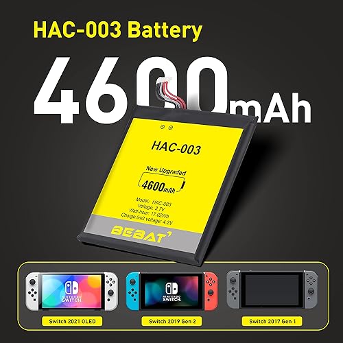 Miniatura 7 de HAC-003 Battery,4600mAh Replacement Battery for Switch 2017 Game Console HAC-001 HAC-A-BPHAT-C0 HAC-S-JP with Repair Tool Kit