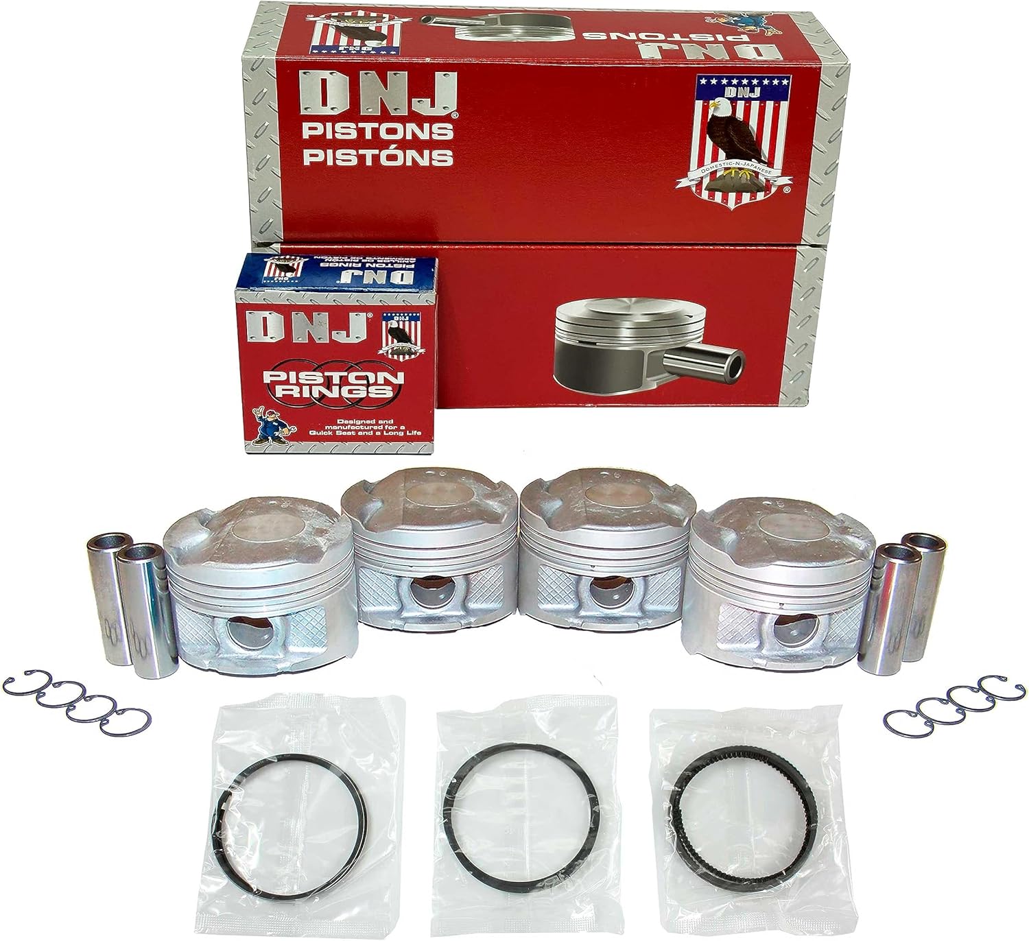 DNJ PRK916 Piston and Ring Kit For 2000-2006 Pontiac Toyota Celica Corolla Matrix Vibe 1.8L L4 DOHC 16V Naturally Aspirated 2ZZGE