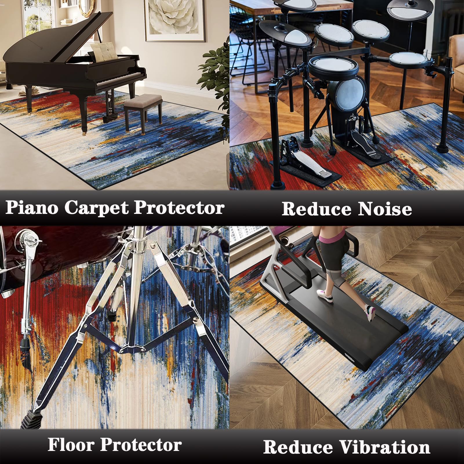 Dywaniki akustyczne dźwiękoszczelny dywan bębnowy 120 x 80 cm mata do perkusyjnych perkusyjnych profesjonalnych jazzowych do bębna bębna akustycznego bębna i innych instrumentów