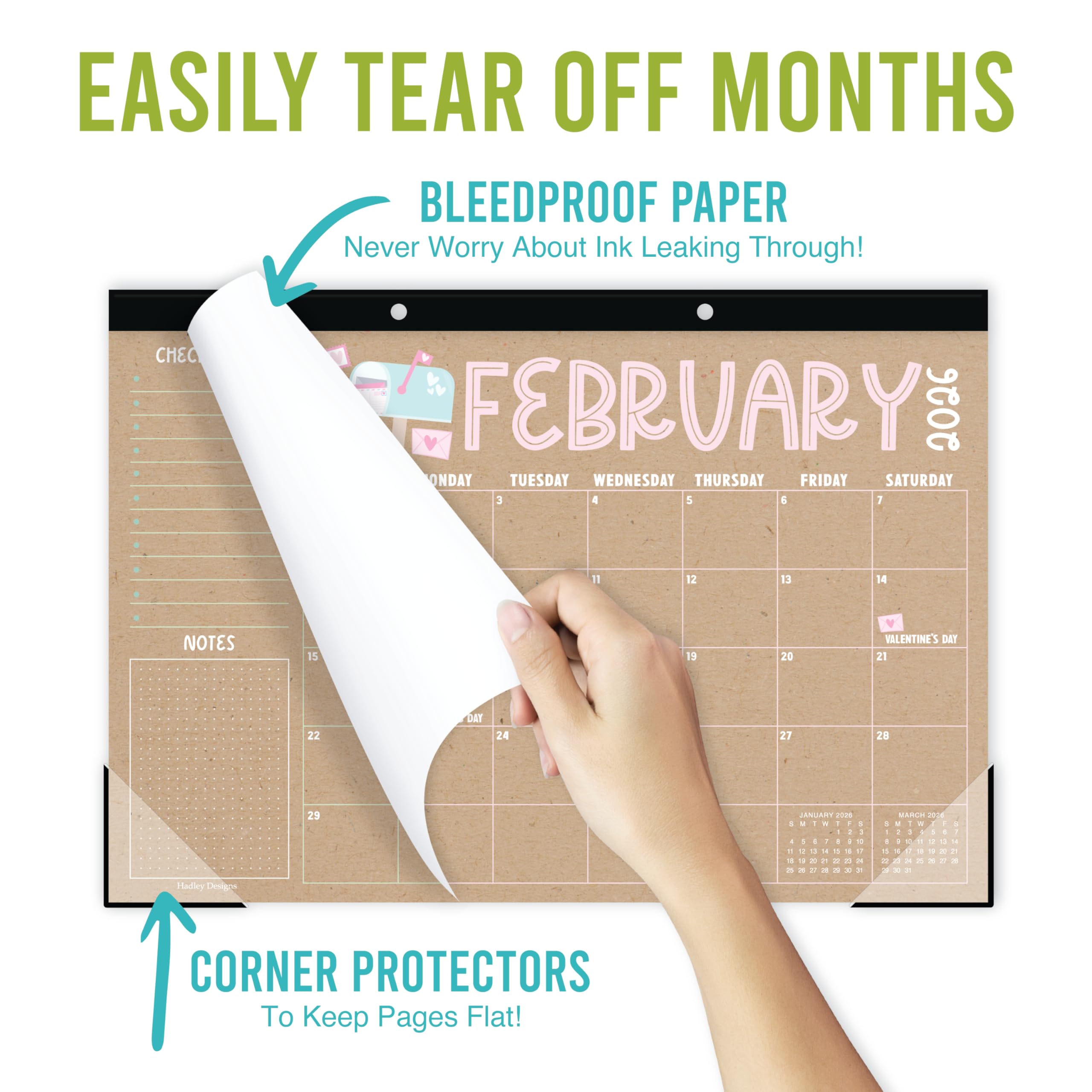 XIA0LE 2026 Desk Calendar - Jan 2026 - June 2027, 18 Months Extra Large Monthly Desk Calendar, 17" X 22", To-Do List & Notes, Best Desk/Wall Calendar