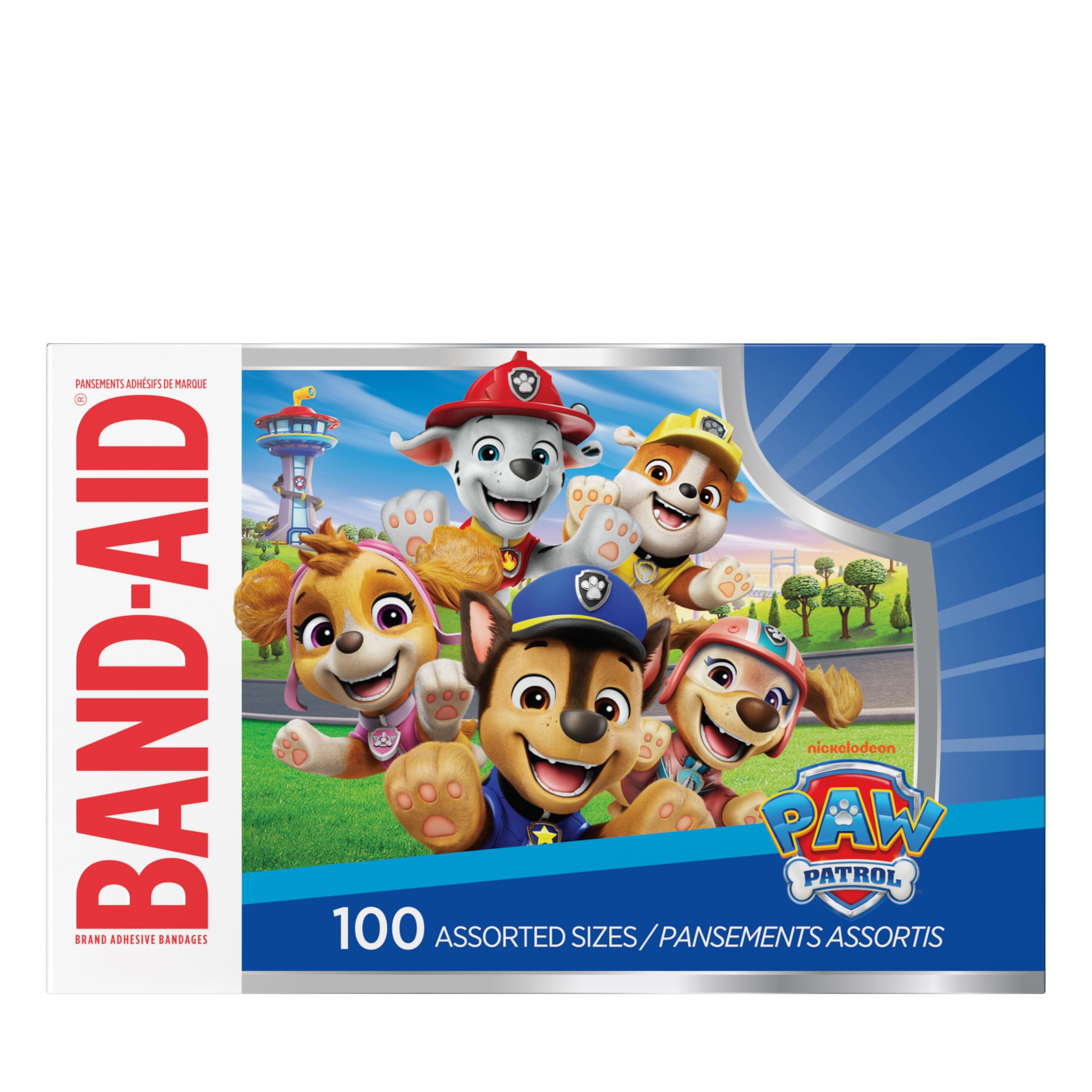 BAND-AID Brand Adhesive Bandages, Nickelodeon Paw Patrol, Assorted, 100 Ct | Fun Decorative Bandages featuring Nickelodeon Paw Patrol Characters for Kids, Sterile Wound Care, First Aid Kit Essential