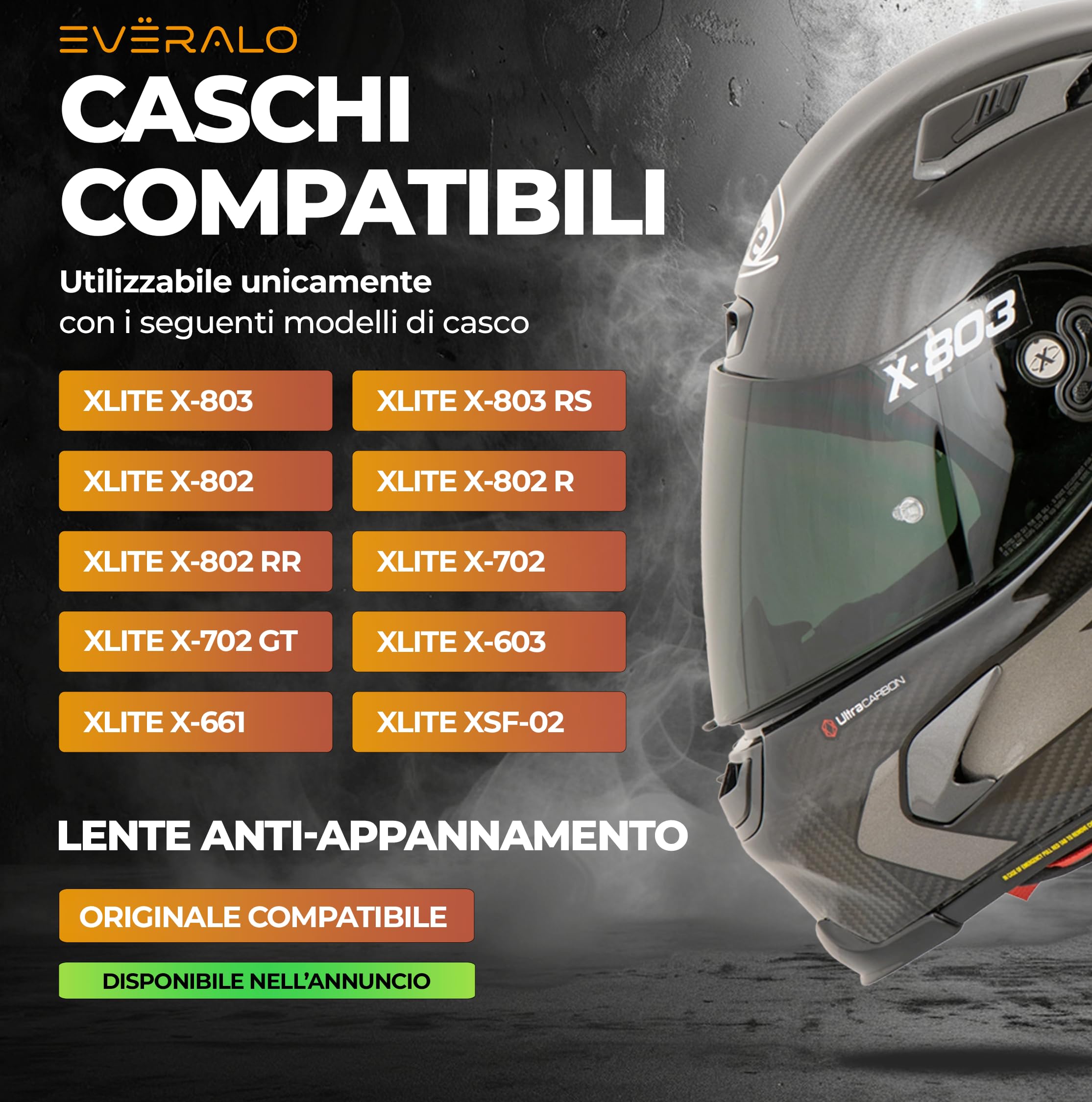 Visiera Compatibile con Xlite X803 - X802 - X802r - X802rr - X702 - X661 - X603 - Xsf 02 (Fotocromatico)