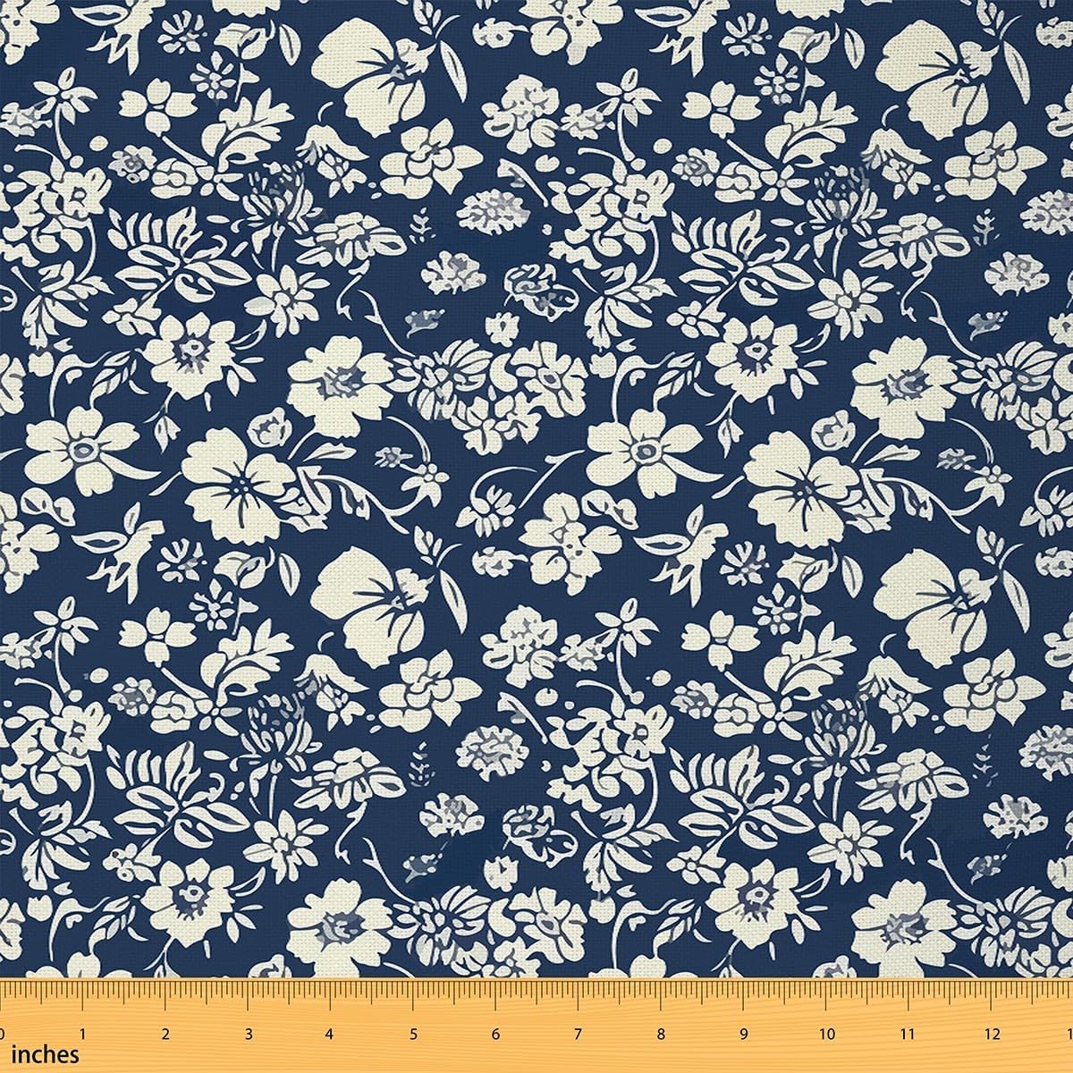 Feelyou Retro Floral Print Upholstery Fabric for Chairs 10 Yards Vintage Garden Flower Fabric by The Yard for Kids Botanical Herbs Flower Blossom Waterproof Outdoor Fabric Decor Black Outdoor Fabric